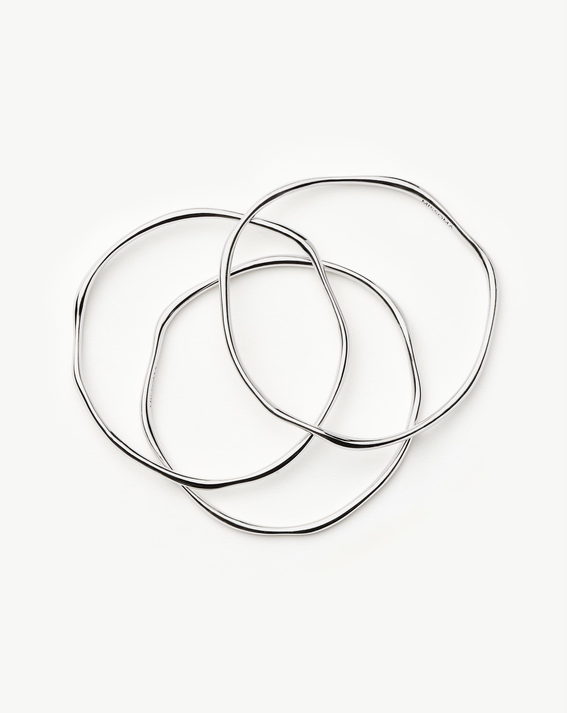 Trio Molten Ripple Bangle Bracelet Set - Sterling Silver Stackable Bracelets for Women, Dainty Jewelry Gift for Her | Perfect for Everyday Wear, Layering & Special Occasions