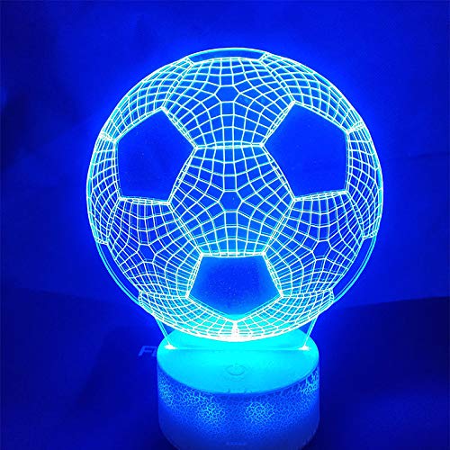 3D Football Night Light - 7 Color Changing LED Soccer Lamp with USB Power & Touch Switch, Perfect for Kids Room Decor, Birthday & Christmas Gifts - Great for Bedside, Desk, Nursery and Game Room Lighting