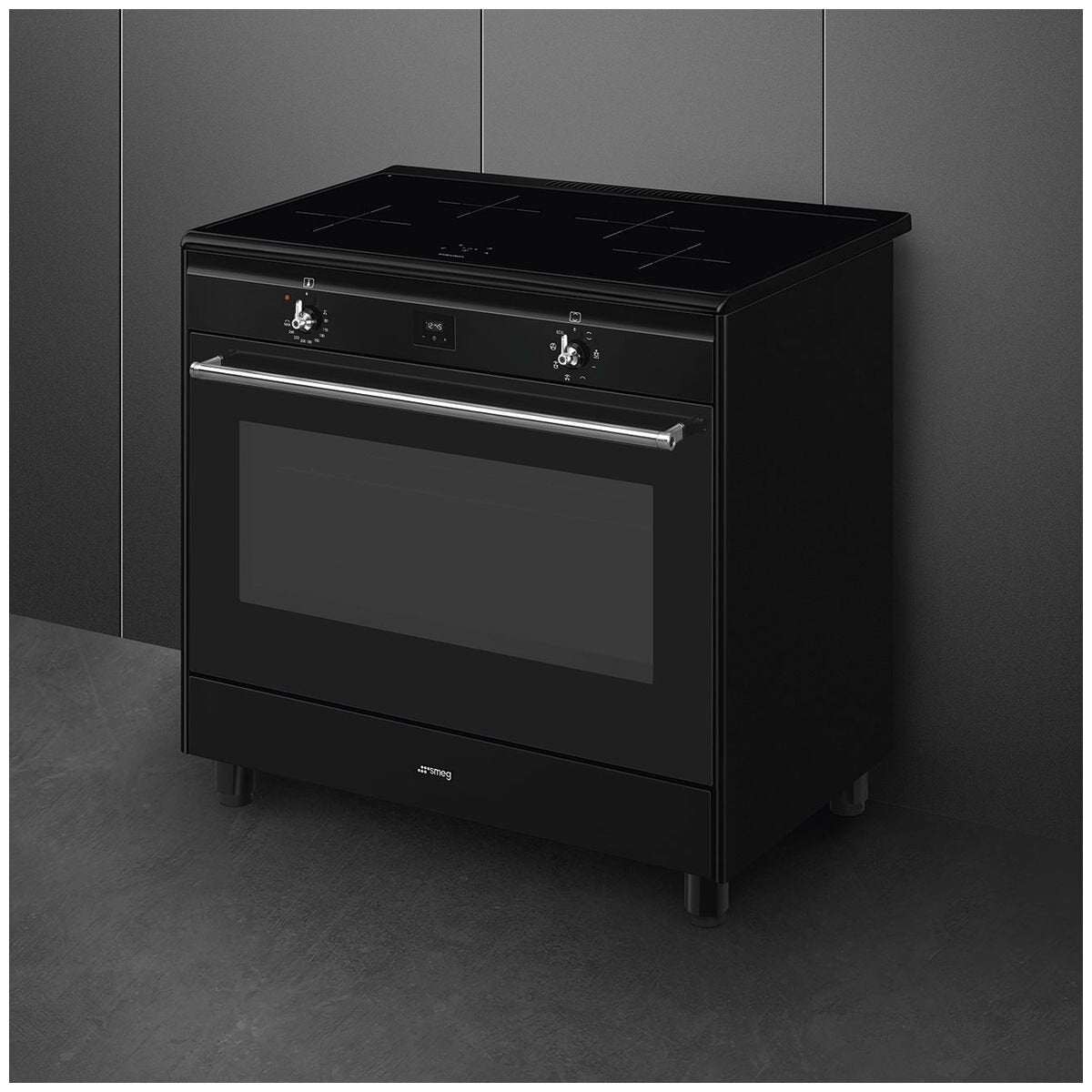 Smeg 90cm Black Induction Upright Oven and Stove Combo CX91IMBL - Premium Kitchen Appliance for Modern Homes, Perfect for Baking, Roasting & Cooking Family Meals