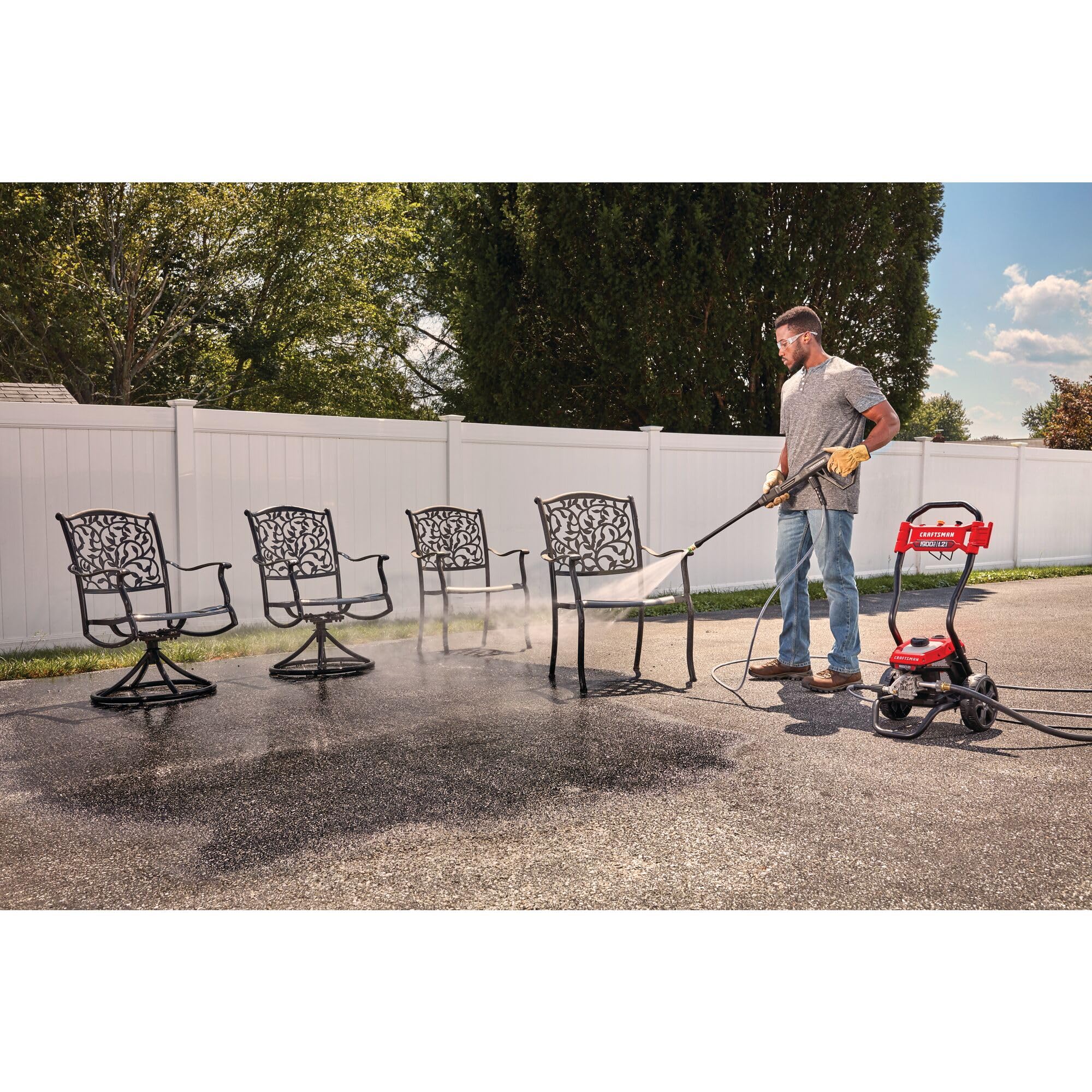 CRAFTSMAN CMEPW1900 Electric Pressure Washer - 1900 PSI, 1.2 GPM, Cold Water, Corded - Perfect for Cleaning Driveways, Decks, and Outdoor Furniture