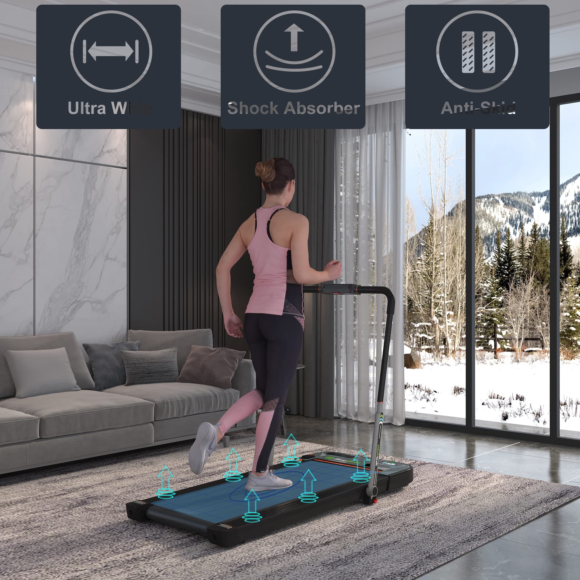 Real Relax Under Desk Electric Treadmill with Bluetooth Speaker & Remote Control - Foldable Walking Machine for Home Office, Workout While Working | Perfect for Small Spaces & Standing Desks