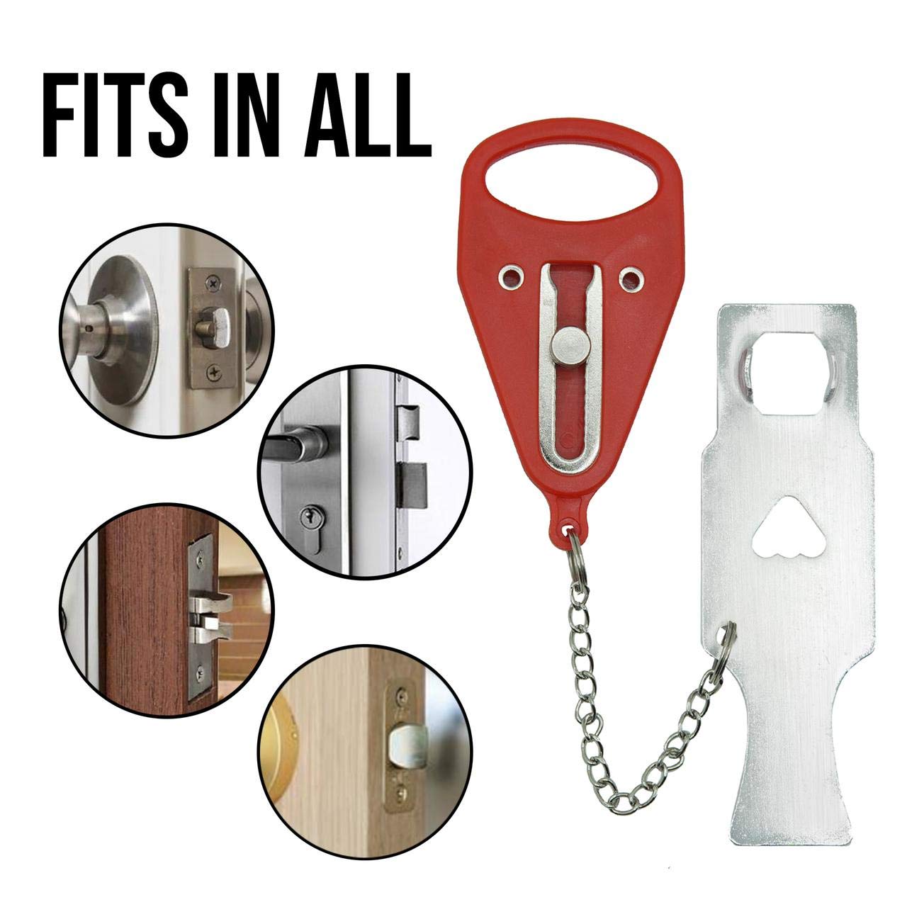 PrimeMart Portable Door Lock for Home Security - Travel Door Locker with Key for Extra Safety & Privacy | Ideal for Hotels, Apartments, Bedrooms, College Dorms & Airbnb Stays