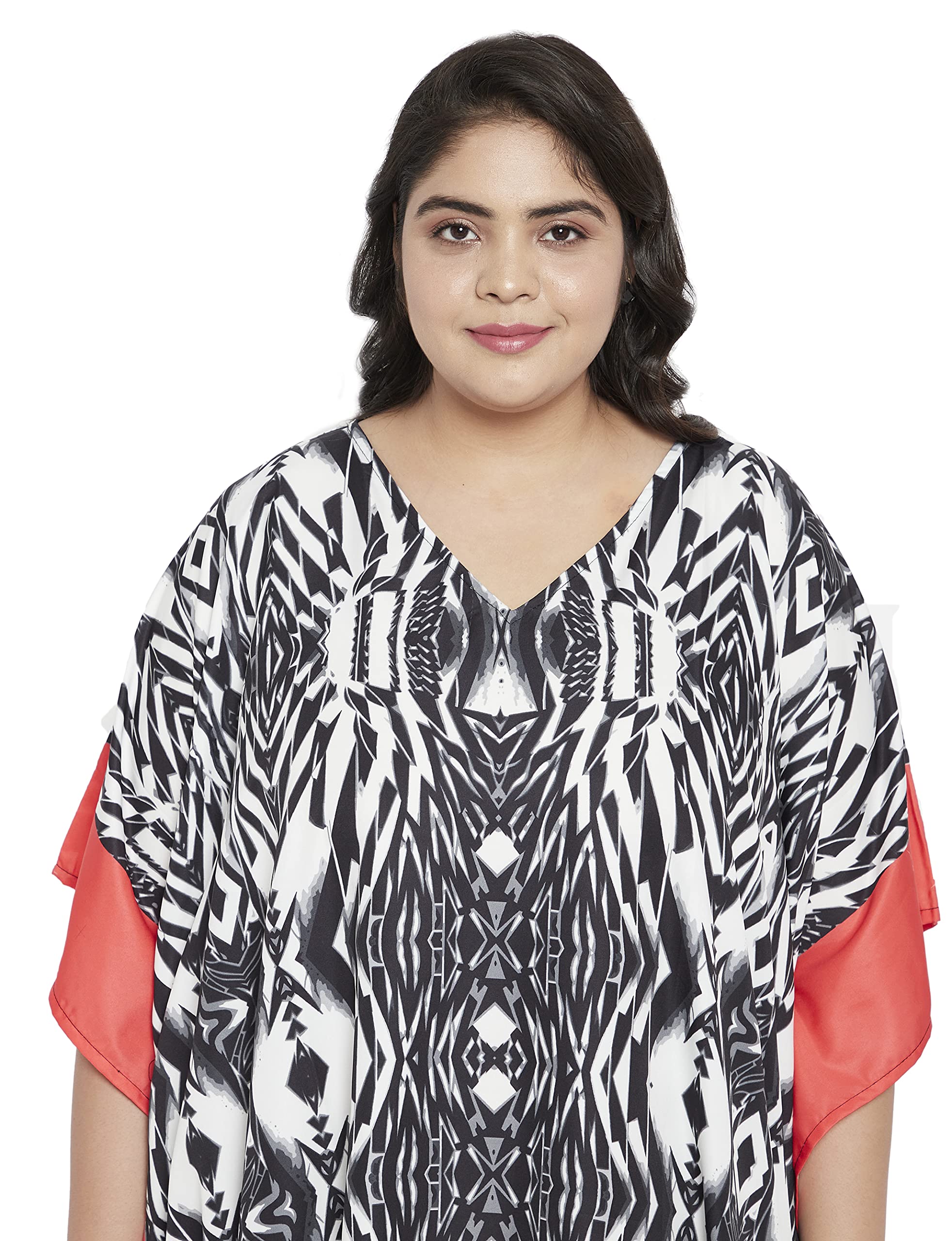 Plus Size Women's Caftan Dress - Flowy Polyester Evening Maxi Gown with Kimono Sleeves for Parties, Beach Cover Up & Summer Vacations