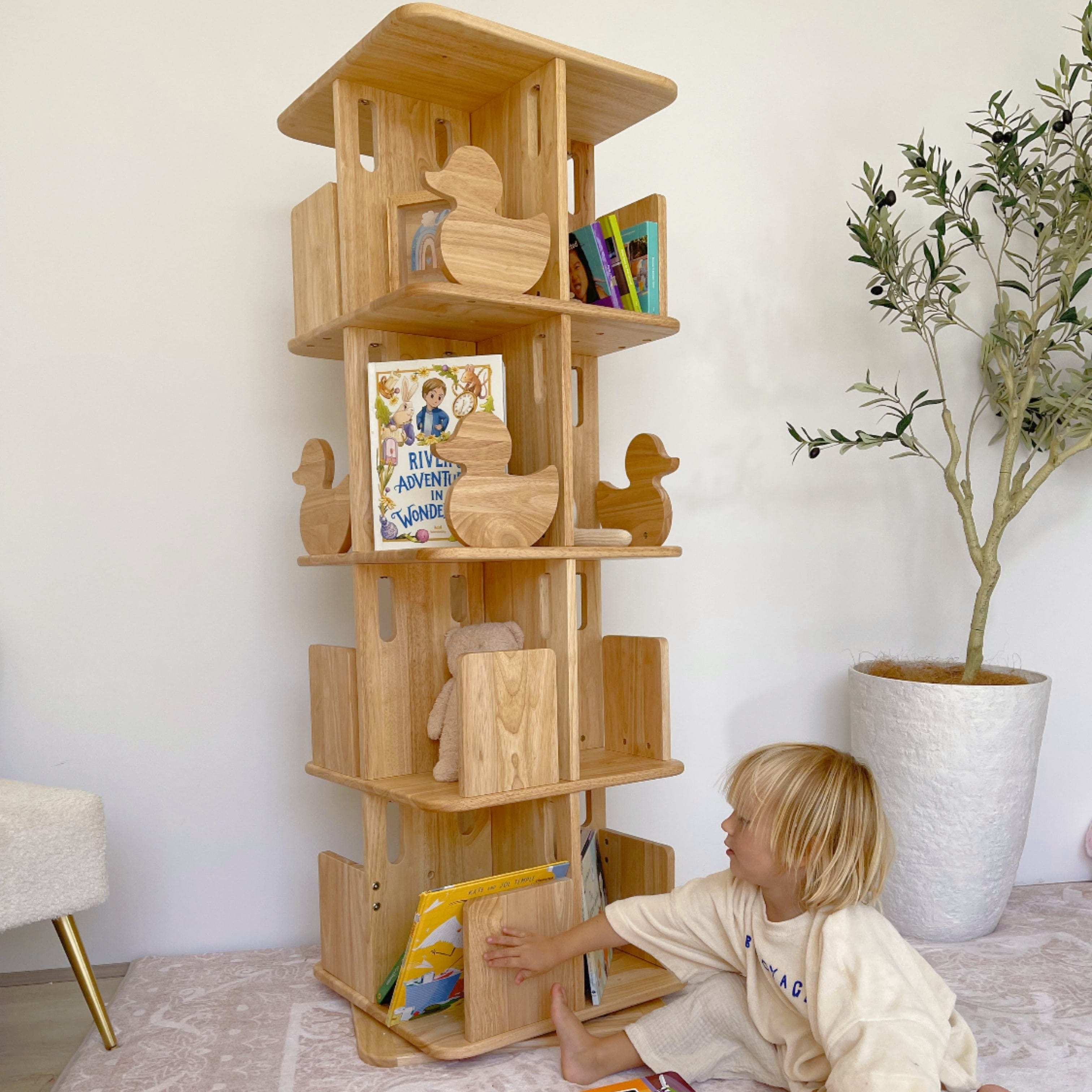 Montessori Rotating Bookcase Add-On Layer - Kids Bookshelf Organizer for Classroom & Home Learning - Perfect for Toddler Educational Toys & Nursery Storage