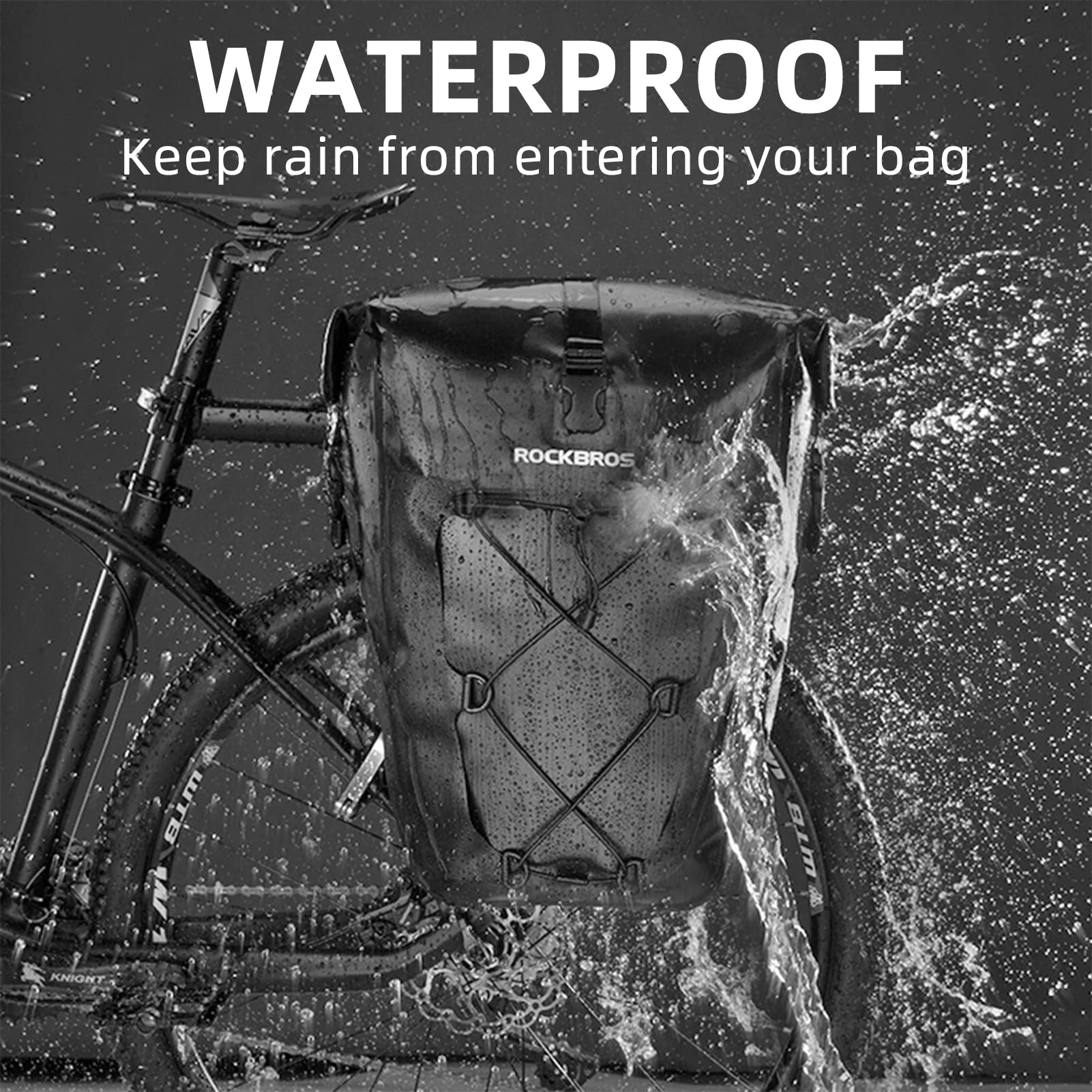 ROCKBROS Waterproof Bike Pannier Bag - 27L Large Capacity Rear Rack Bicycle Bag for Grocery Shopping, Touring & Cycling - Black (1 Pack) - Perfect for Commuting, Outdoor Adventures & Daily Errands