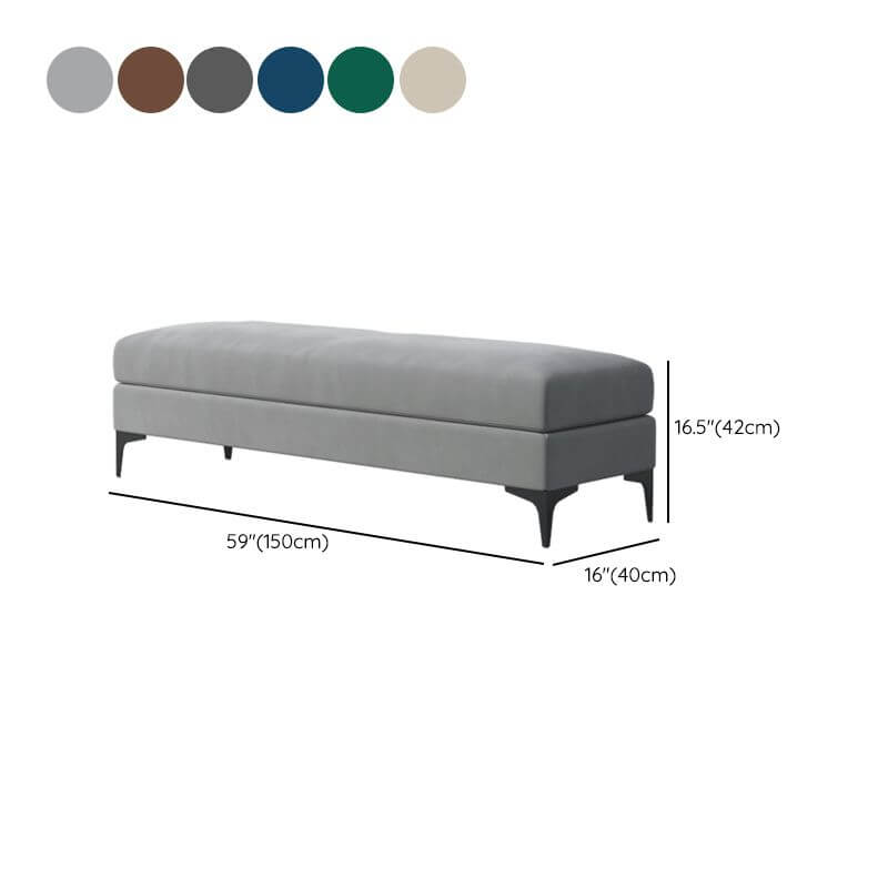 Modern Black Flannel Upholstered Rectangle Footstool with Sturdy Metal Frame - Perfect for Living Room, Bedroom or Office Footrest and Extra Seating