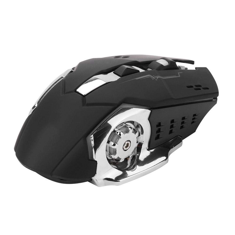 Rechargeable Wireless Mouse - 2400DPI USB 2.4GHz Silent Optical Gaming Mouse for PC & Laptop, Portable Ergonomic Design (Black) | Perfect for Office Work, Gaming & Travel Use