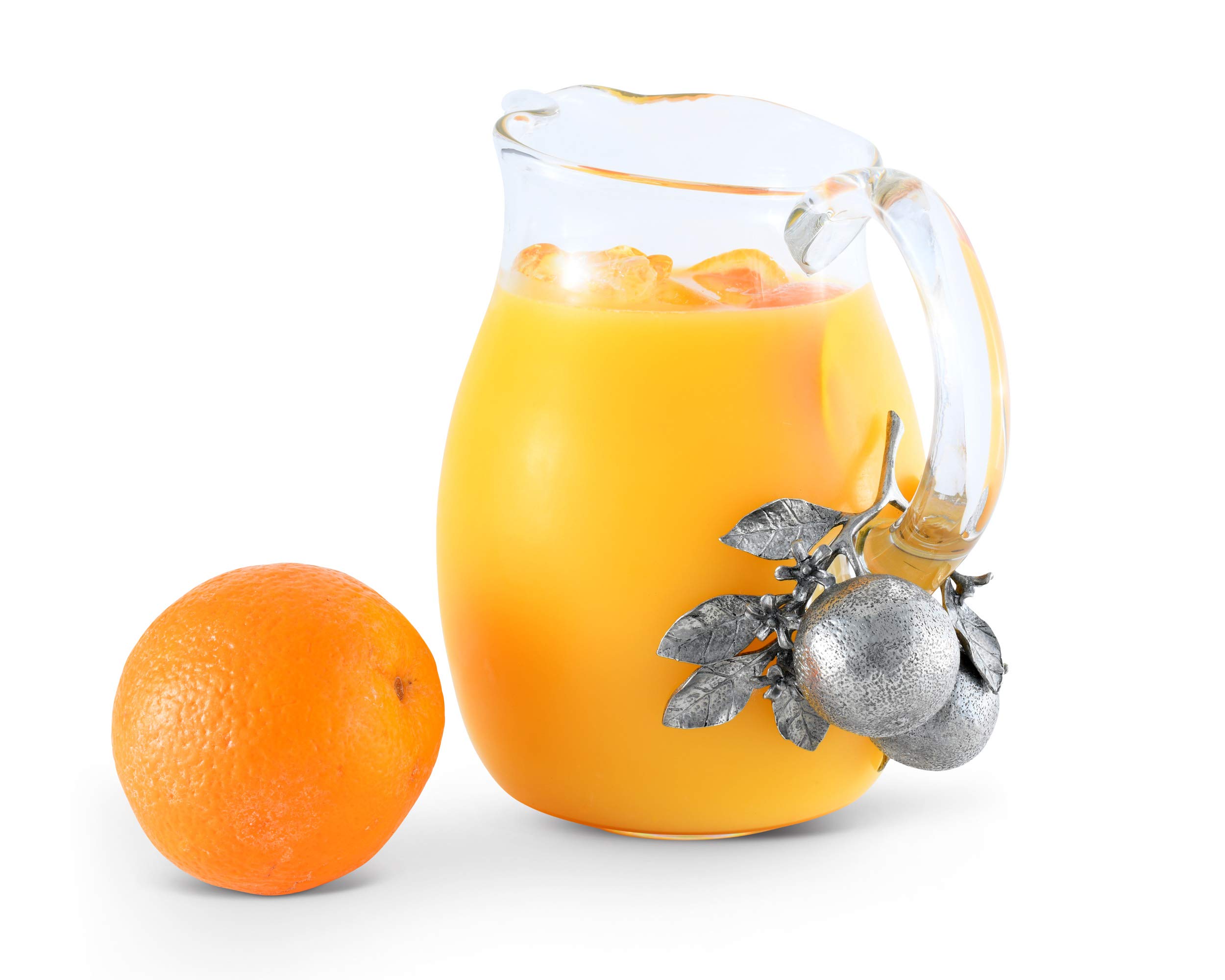 Vagabond House 72 oz Glass Pitcher with Orange Blooms Design - Perfect for Serving Cold Water, Iced Tea, Juice & Beverages | Elegant 8-Inch Tall Pitcher for Parties, Dining & Home Decor