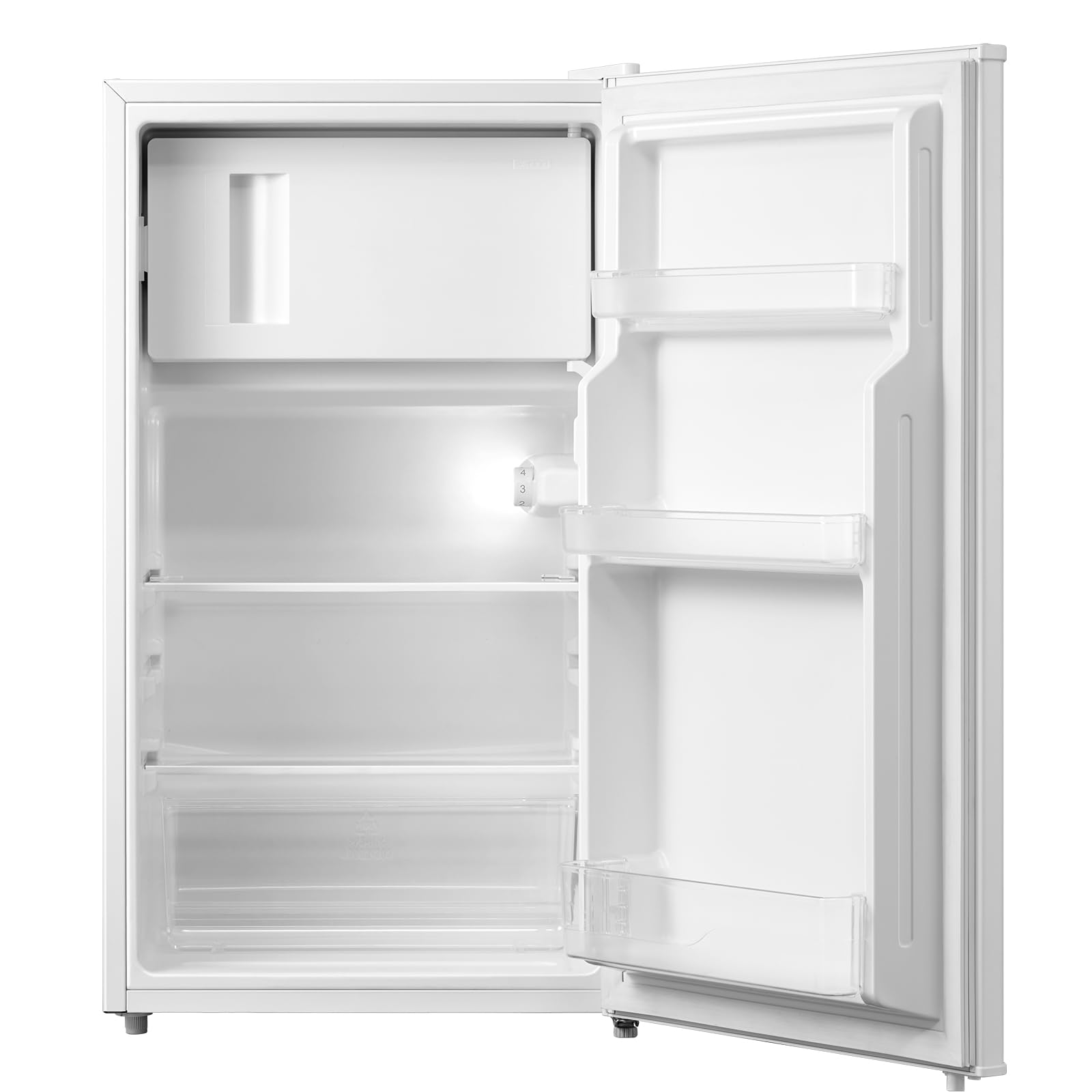 COMFEE' RCD115WH2 80L Compact Refrigerator with Freezer - Single Door Mini Fridge for Home, Office, Dorm - Adjustable Temperature, Quiet Operation, LED Light, White - Perfect for Small Spaces & Beverage Storage