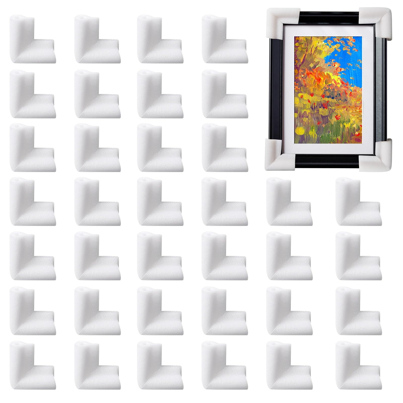 36 Pcs Thickened Foam Corner Protectors for TV, Picture & Mirror Frames - Heavy Duty Moving & Packing Supplies for Picture Boxes, Book Corners & Fragile Items - Perfect for Home Moving, Shipping & Storage Protection