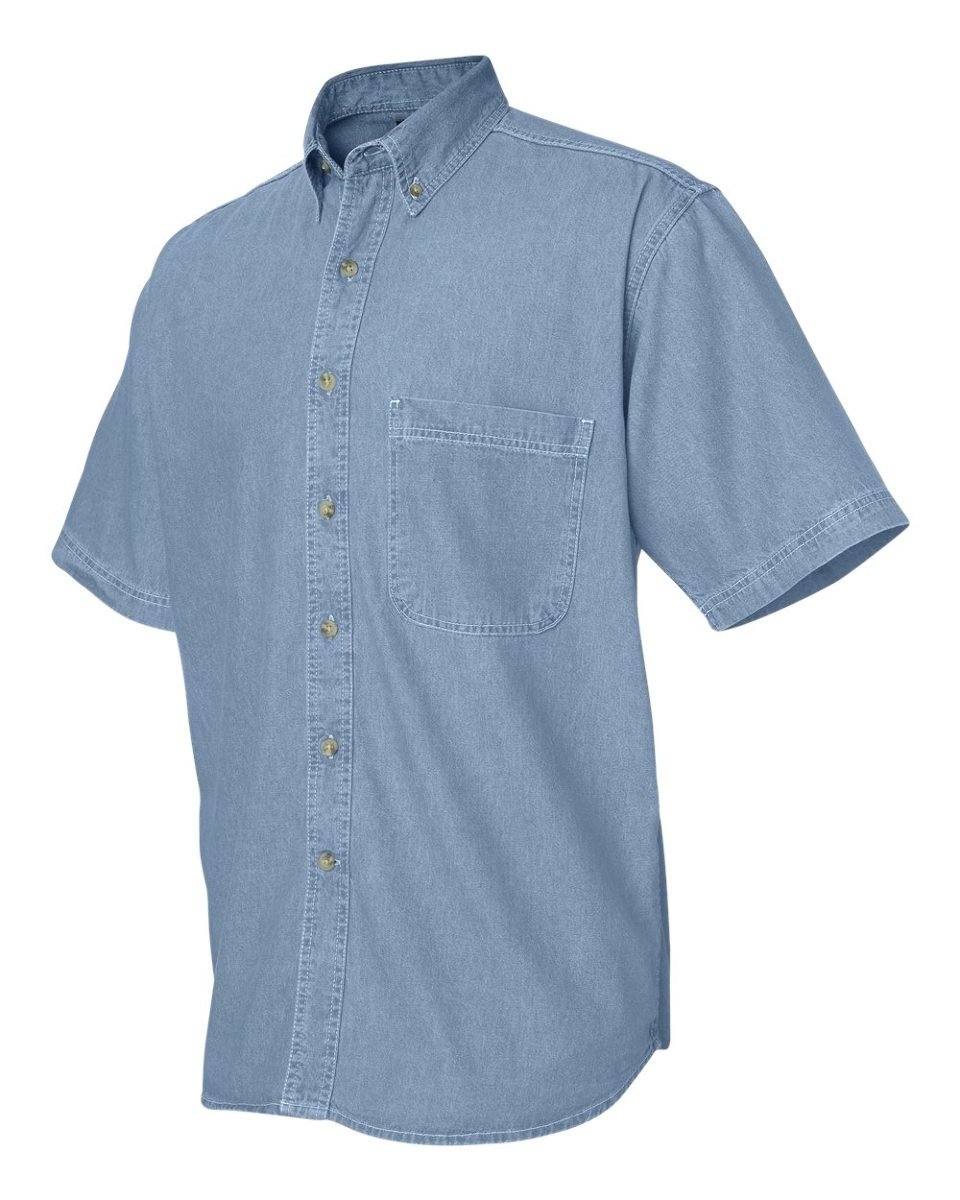 Men's Light Wash Denim Short Sleeve Shirt - 2XL Size - Casual Summer Wear for Outdoor Activities and Street Style