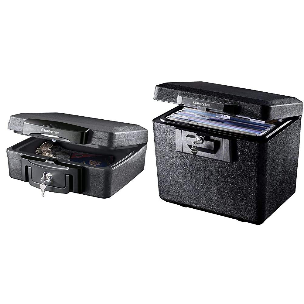 SentrySafe H0100 Fireproof Waterproof Security Box with Key Lock - 0.17 Cubic Feet, Black | 1170 Fireproof Safe Box with Key Lock - 0.61 Cubic Feet, Black | Ideal for Home, Office & Travel Document Protection