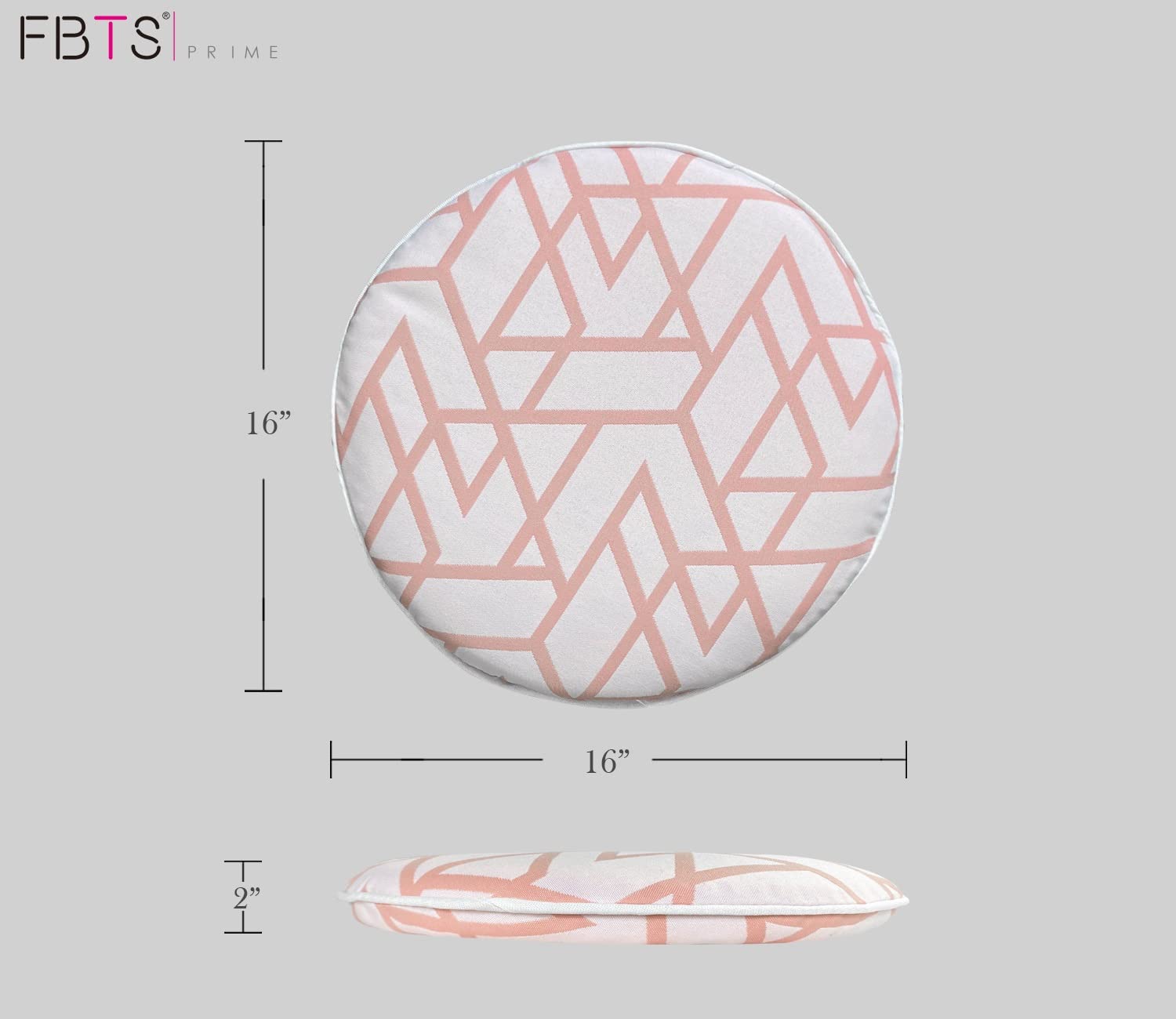 Bistro Chair Cushions Set of 2 - 16x16 Inch Pink Outdoor Seat Cushions with Geometric Triangle Design - Waterproof Round Patio Chair Pads for Dining Chairs, Garden Furniture & Outdoor Decor