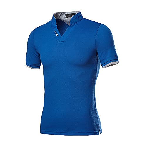 LAISO Men's Slim Fit Short Sleeve Casual T-Shirt - Solid Color Stand Collar Top for Everyday Wear | Office, Dating & Weekend Outfits