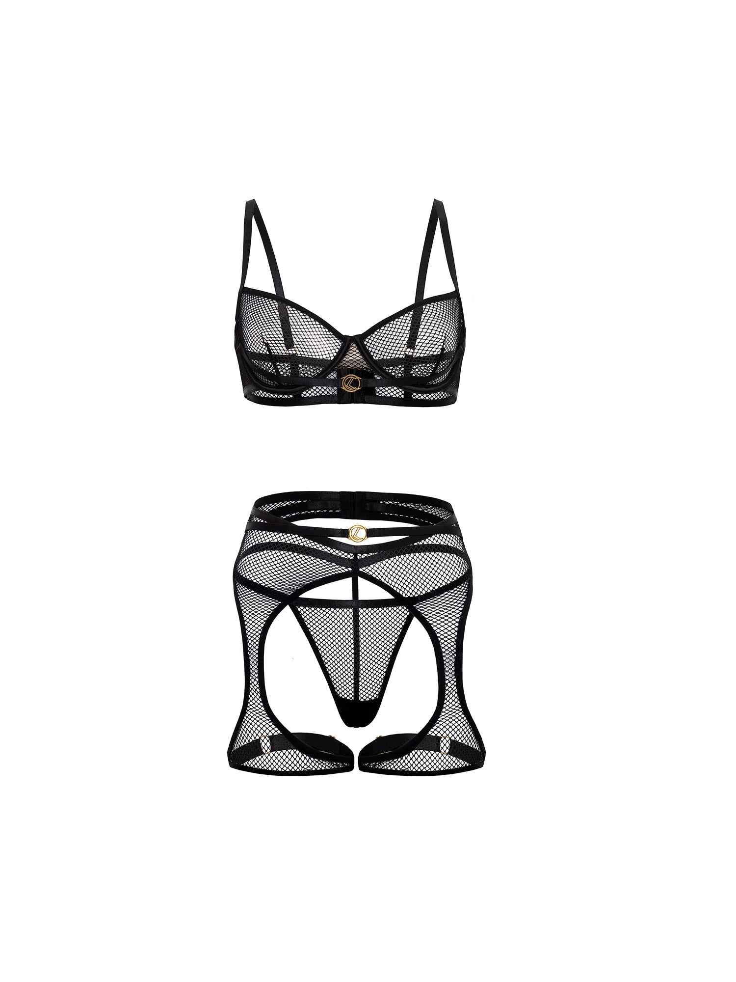 Alena Fishnet 3 Piece Bra Set - Sexy Lingerie for Women | Perfect for Valentine's Day & Date Night