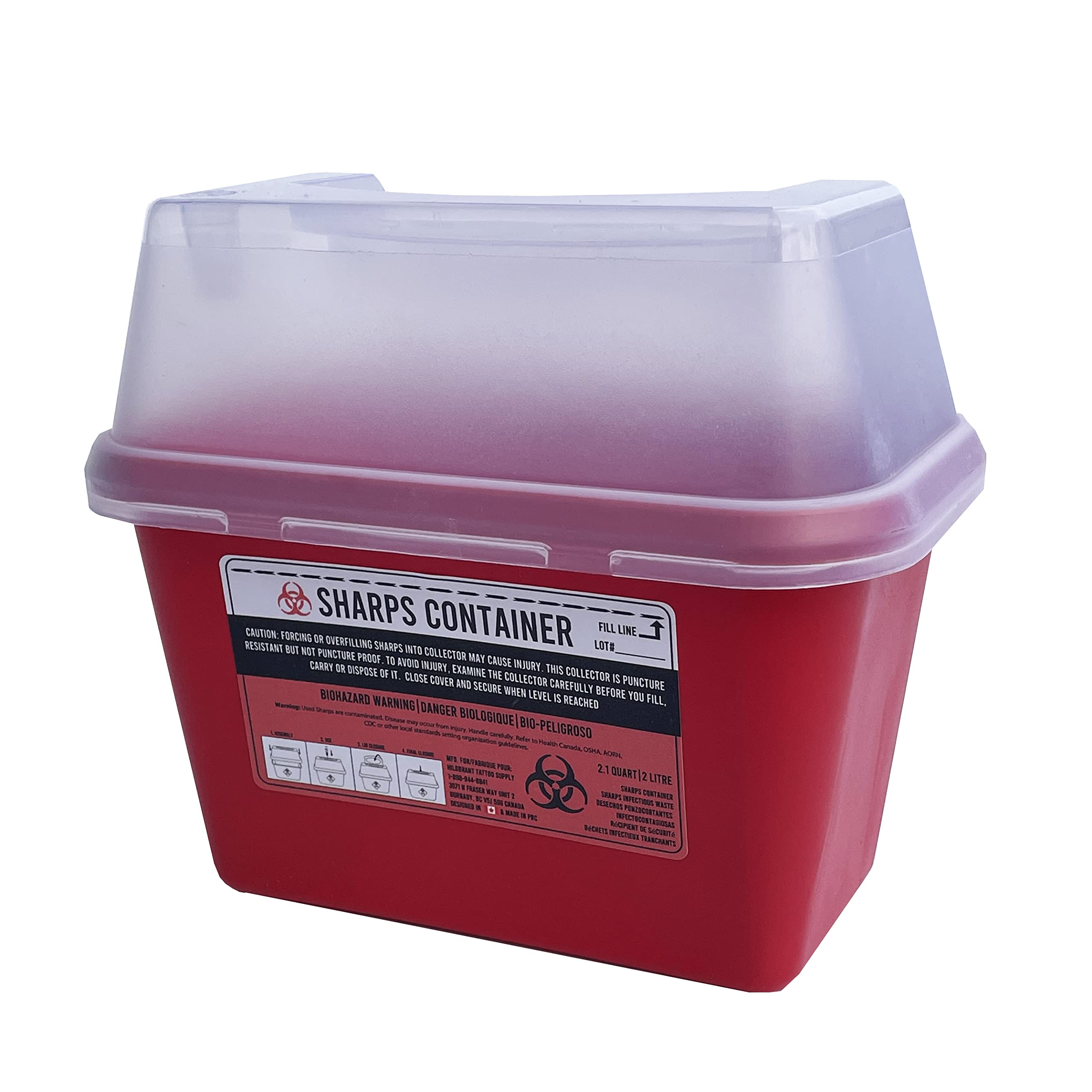 Professional & Home Use Sharps Container - 1 Quart or 2 Quart Needle & Syringe Disposal - Safe Medical Waste Disposal for Clinics, Hospitals & Diabetic Care (2-Pack 2 Quart/2 Liter)