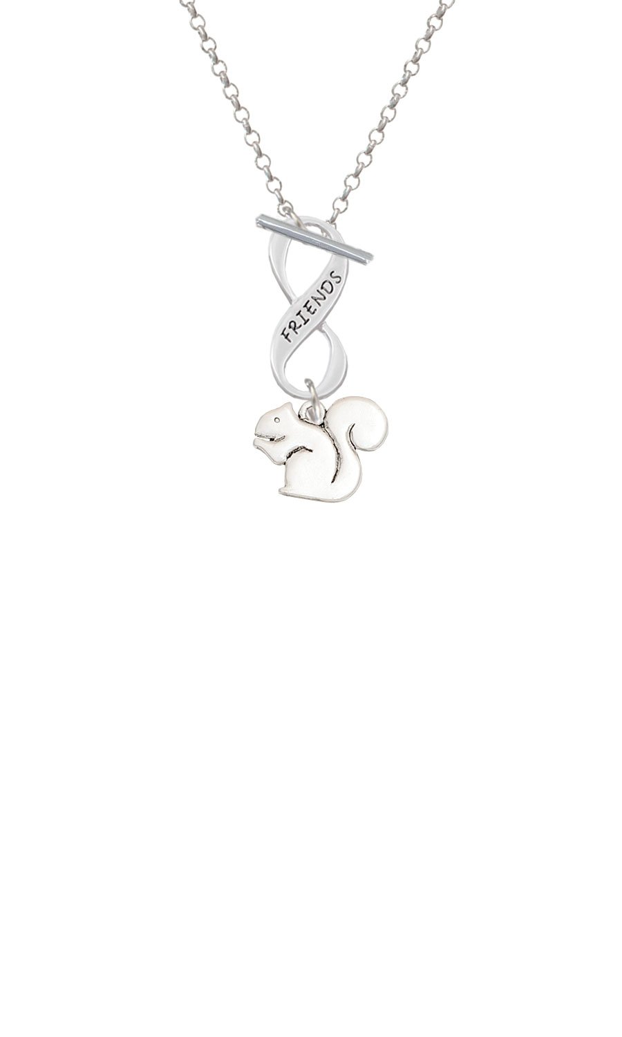 Delight Jewelry Sterling Silver Squirrel Friends Infinity Toggle Chain Necklace - Perfect Gift for Animal Lovers & Nature Enthusiasts