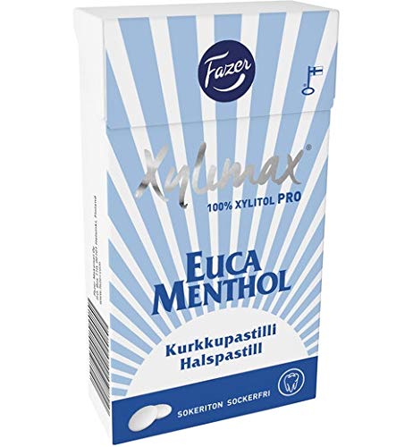 Fazer Xylimax Eucamenthol Xylitol Sugar-Free Pastilles - 40 Pack (38g Each) | Soothing Throat Relief for Cough & Dry Mouth | Perfect for Travel, Office & Home Use