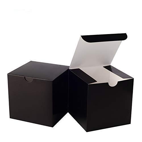 GEFTOL 100 Pack Small Black Gift Boxes 4x4x4 Inches - Easy Assemble Paper Gift Boxes for Bridesmaids Proposals, Birthday Parties, Christmas Gifts & Wedding Favors | Perfect for Jewelry, Candles, DIY Crafts & Party Favors