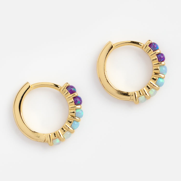 Mini Opal Ombre Huggie Hoop Earrings for Women - Dainty & Trendy Jewelry for Everyday Wear, Parties & Gifts