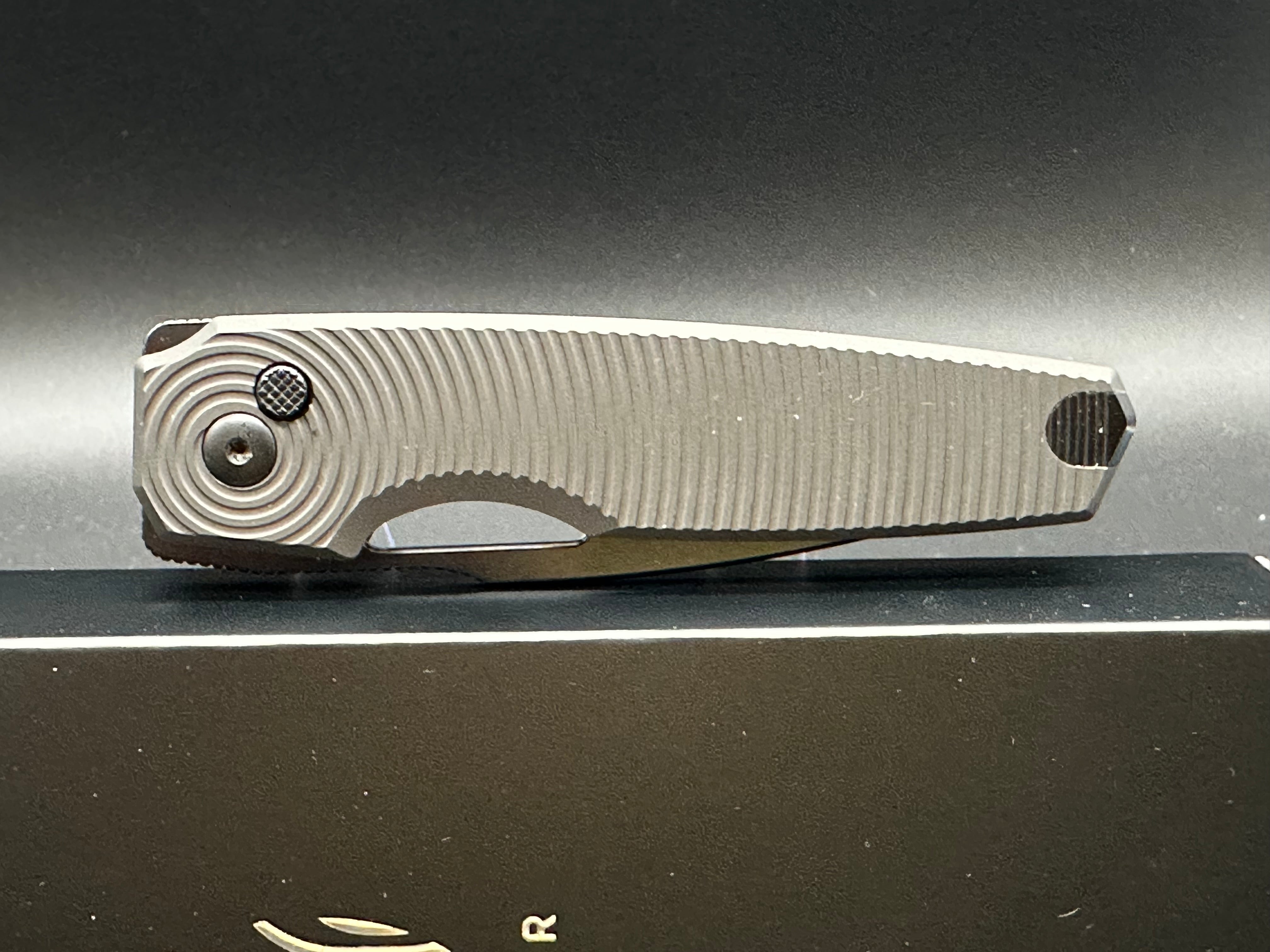 KIZER DOGFISH Button Lock Folding Knife - Black Aluminum Handle - EDC Pocket Knife for Camping, Hiking & Outdoor Activities