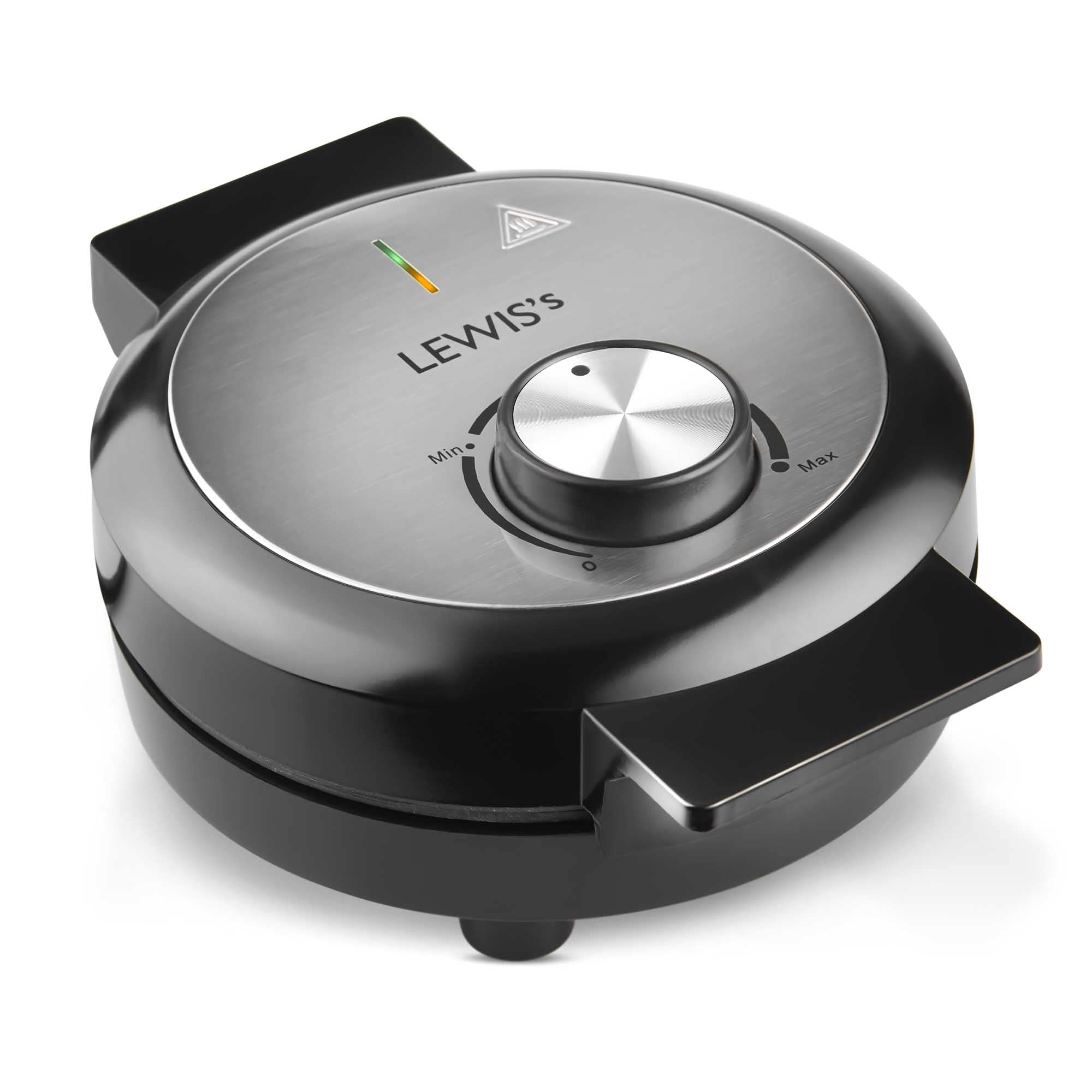 Lewis's Round Waffle Maker - Electric Waffle Machine with Non-Stick Aluminum Plates, Energy Efficient for Perfect Homemade Waffles - Ideal for Breakfast, Brunch, and Family Gatherings