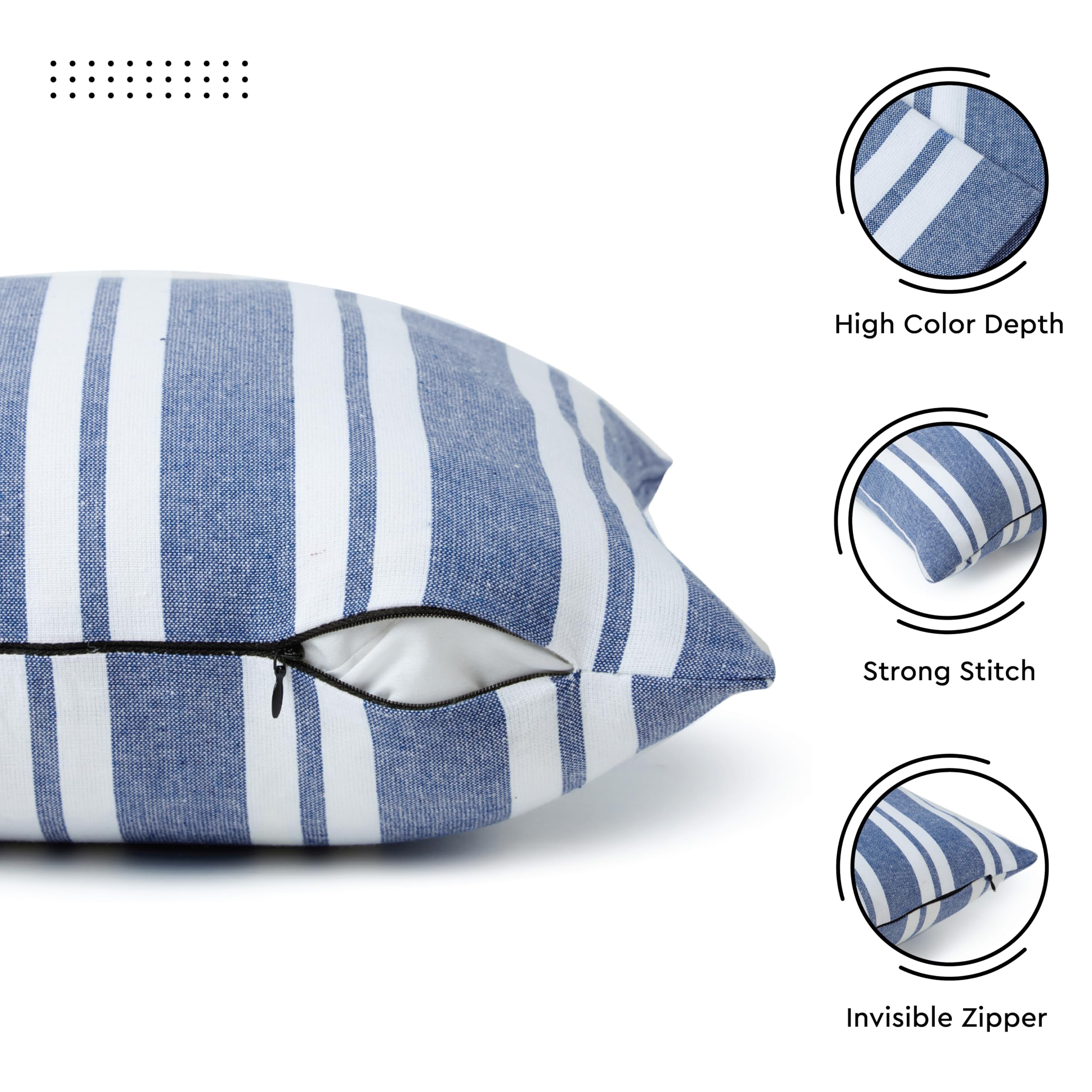 Encasa XO Farmhouse Throw Pillow Covers Set of 2 - 12x20 Inch Blue Striped Decorative Cushion Covers | No Inserts | Plaid & Striped Pillow Covers for Living Room, Couch, Sofa, Bedroom | Farmhouse Decor, Home Accent, Cozy Living Room Accessories