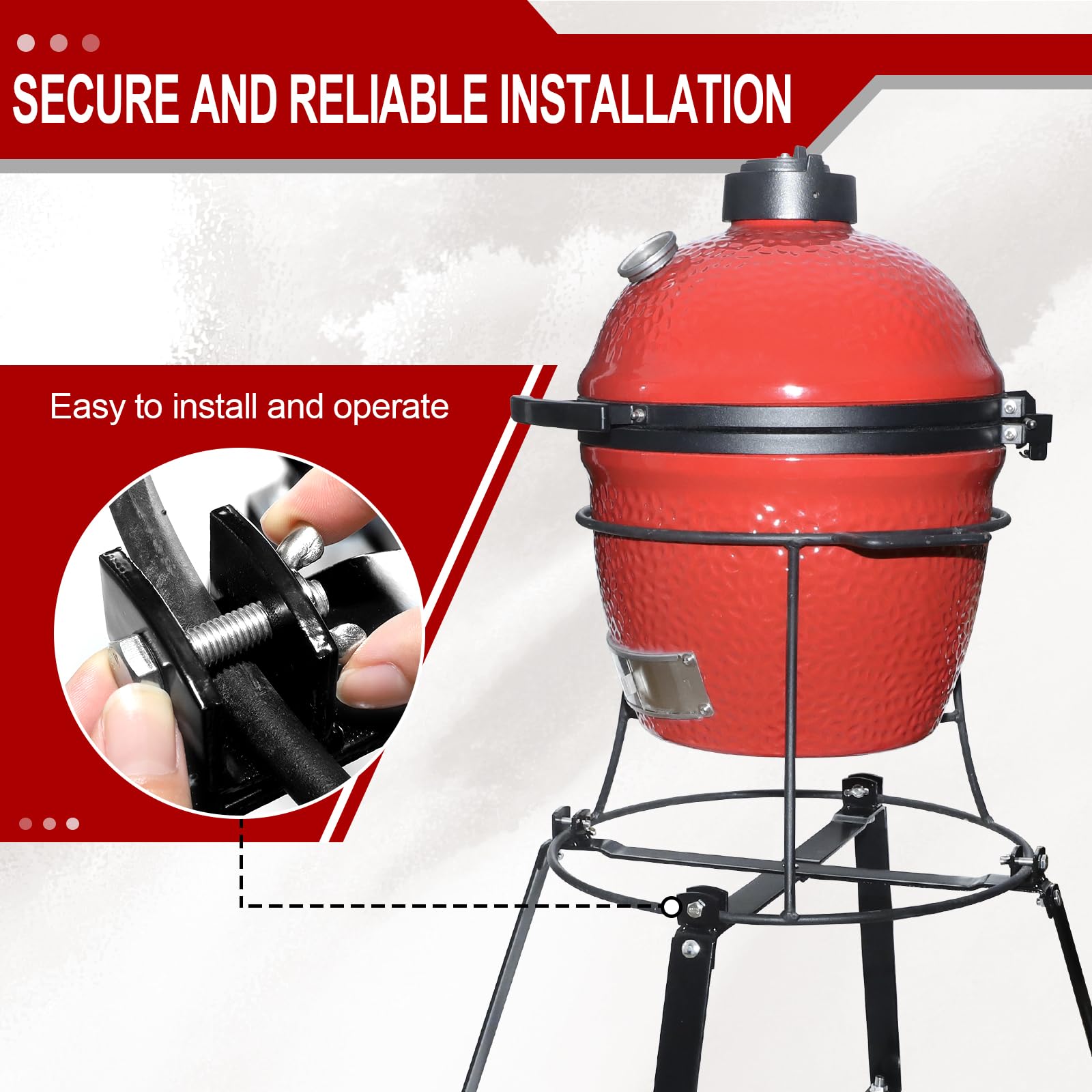 Kamado Joe Jr Rolling Cart with Wheels - Heavy Duty Cast Iron Grill Stand for Kamado Joe Junior Accessories | Portable Outdoor BBQ Cart for Patio, Backyard, and Camping