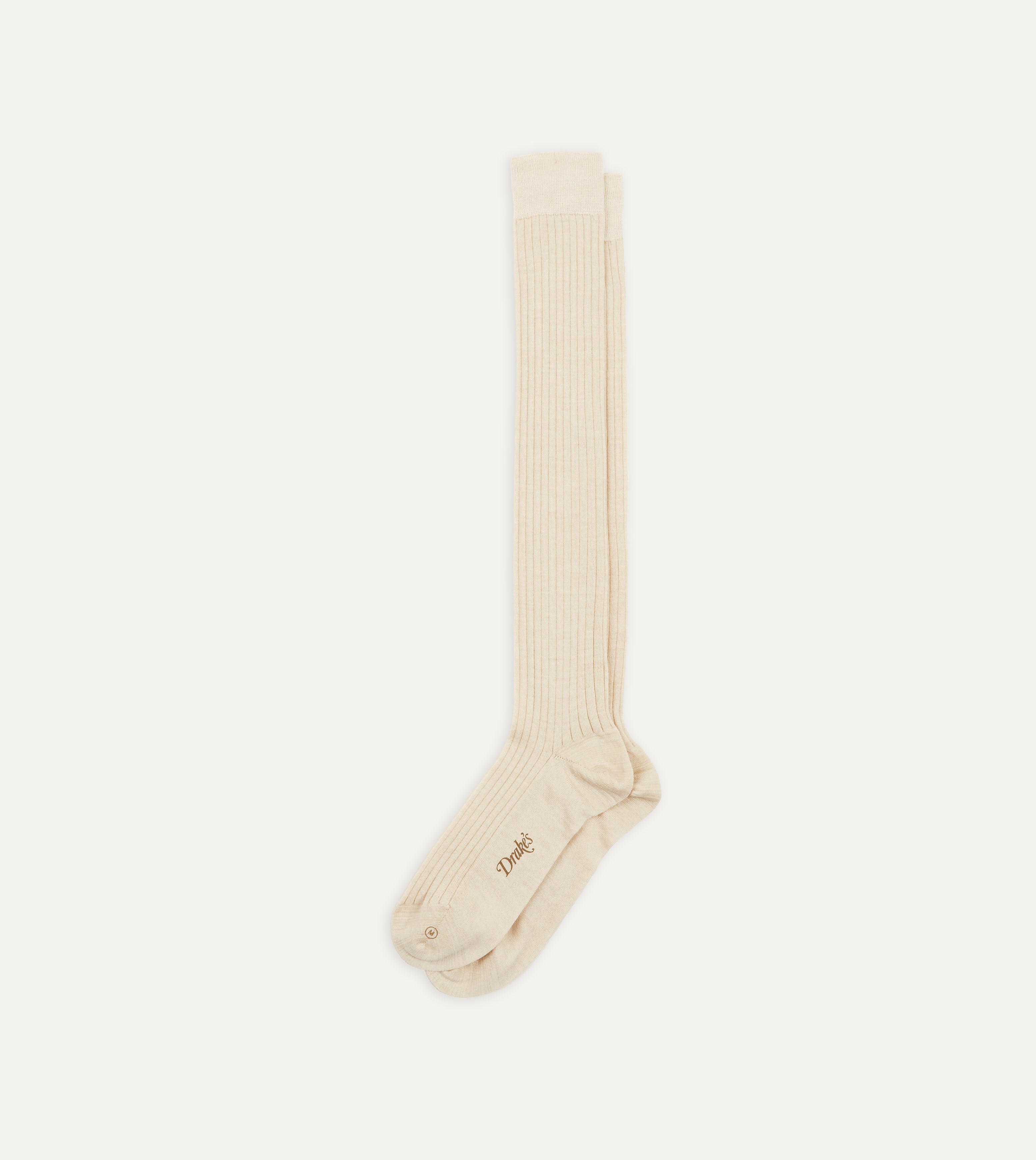 Premium Ecru Wool Over the Calf Socks for Men - Soft & Warm Winter Dress Socks - Ideal for Office, Business & Formal Occasions