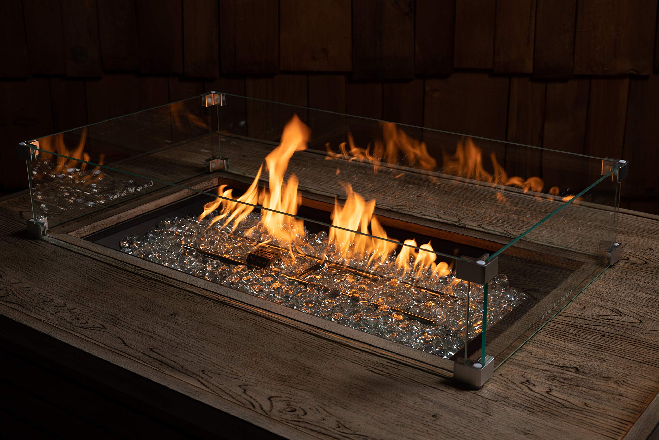 Fire Sense 63248 Clear Tempered Glass Wind Guard for Propane Fire Pits & Patio Heaters - Best Flame Viewing Experience - Durable Rectangular Wind Screen for Outdoor Backyard, Camping & Patio Use