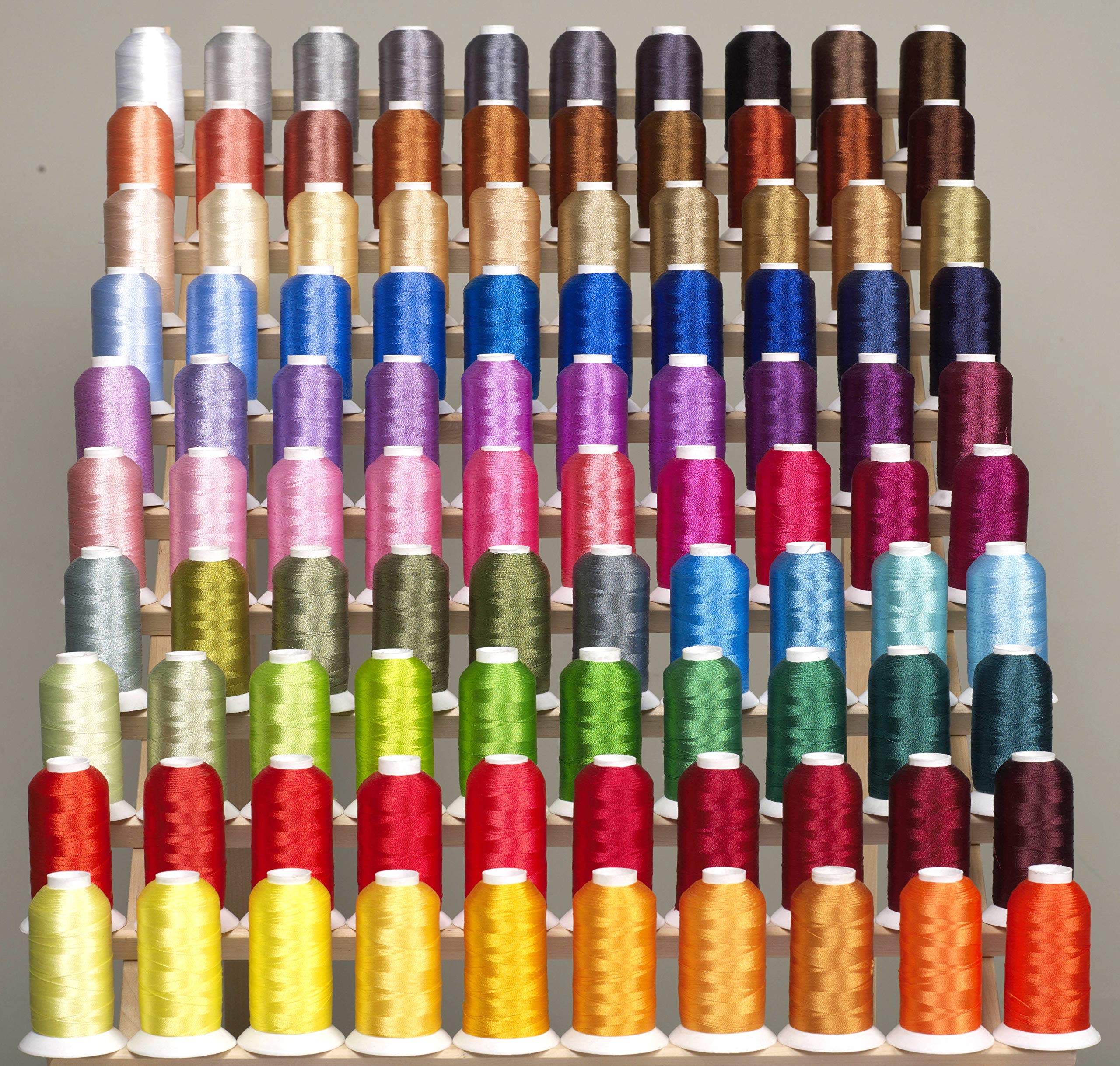 Premium 100 Cones (1100 Yards Each) of High-Quality Polyester Machine Embroidery Threads - Compatible with Brother, Babylock, Janome, Singer, Pfaff, Husqvarna & Bernina Sewing Machines - Perfect for Quilting, Embroidery, Clothing & Home Decor Projects