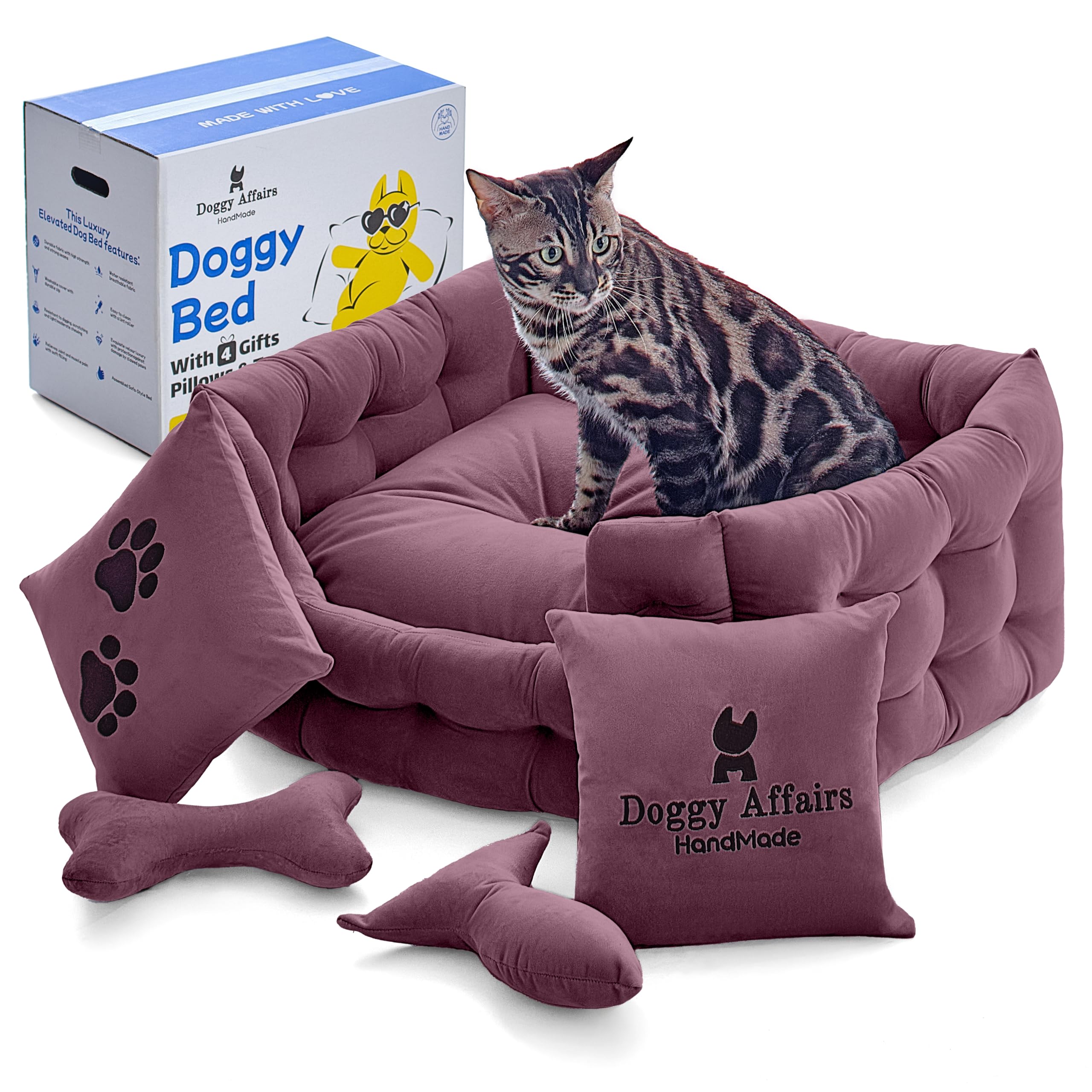 Premium Luxury Cat Bed with Removable Washable Cover - Soft Indoor Cat Couch for Kittens & Small Dogs - Non-Slip Pet Sofa for Living Room, Bedroom & Home Decor