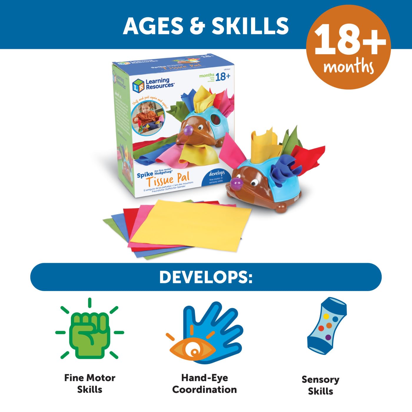 Learning Resources Spike The Fine Motor Hedgehog - 11-Piece Educational Toy for Toddlers 18+ Months - Montessori Baby Toy for Fine Motor Skills Development - Perfect for Preschool Learning & Sensory Play