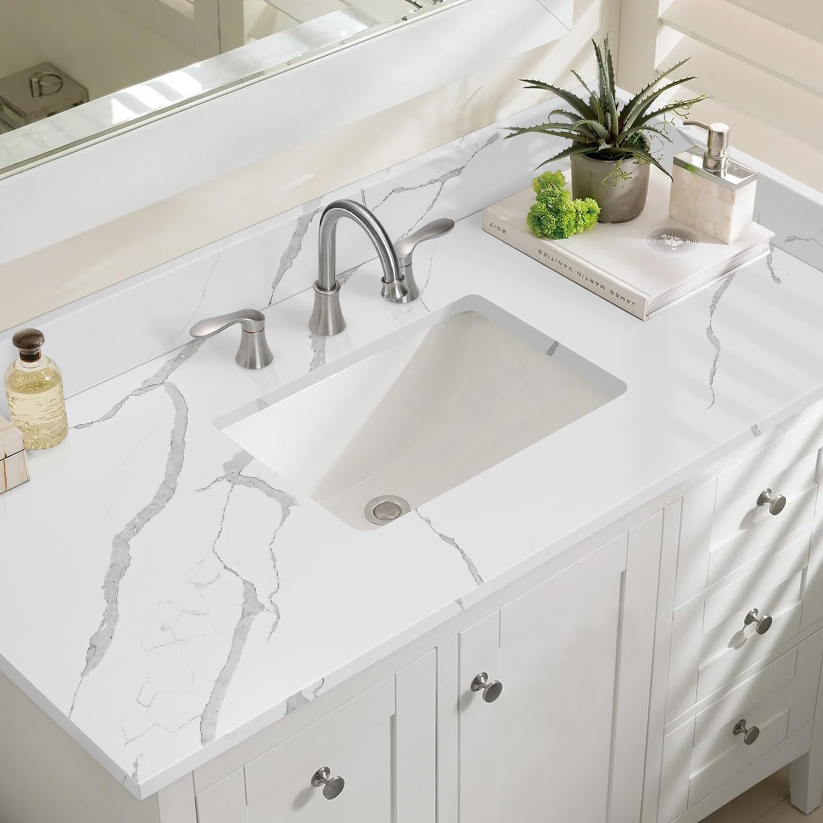 Calacatta Quartz Vanity Top with Sink - 48