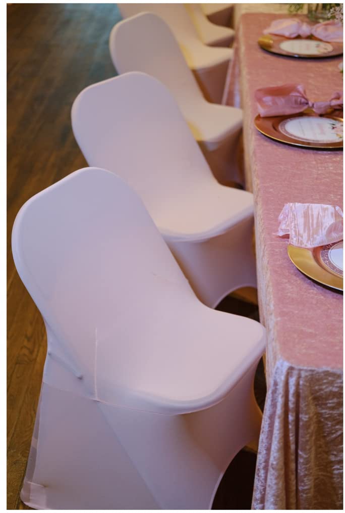50 Pack Stretch Spandex Folding Chair Covers - White Elastic Slipcovers for Banquet, Wedding & Event Chairs - Washable & Wrinkle-Free Seat Protectors