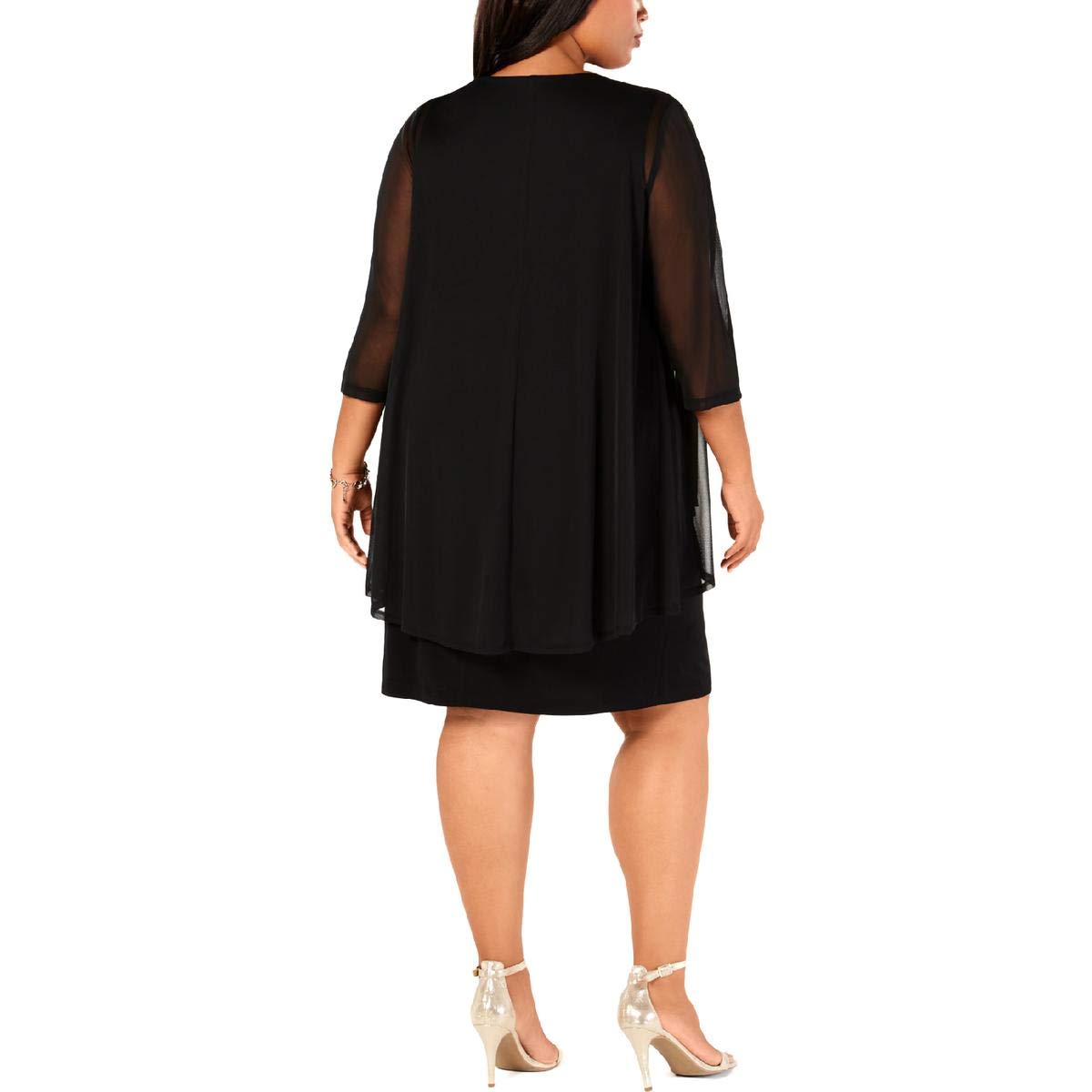 Women's Plus Size Metallic Sheer Cocktail Dress for Party & Evening Wear - Elegant Formal Occasion Outfit