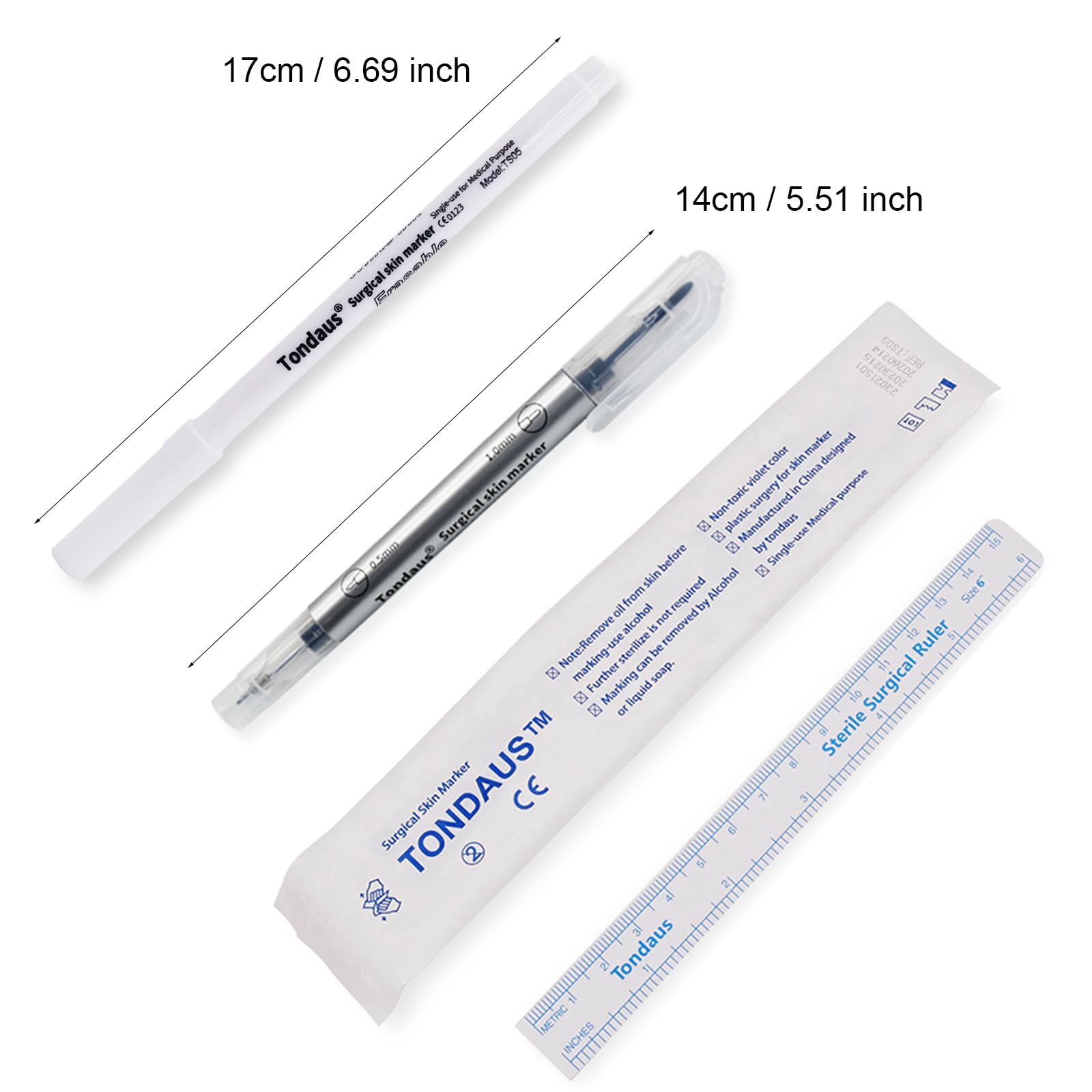 10Pcs Microblading Skin Marker Tattoo Stencil Pens - Permanent Makeup Positioning Tool with Surgical Tips & Paper Ruler for Eyebrows, Lips & Skin (5 Single Head + 5 Double Heads) - Ideal for Professional Tattoo Artists & Beauty Salons