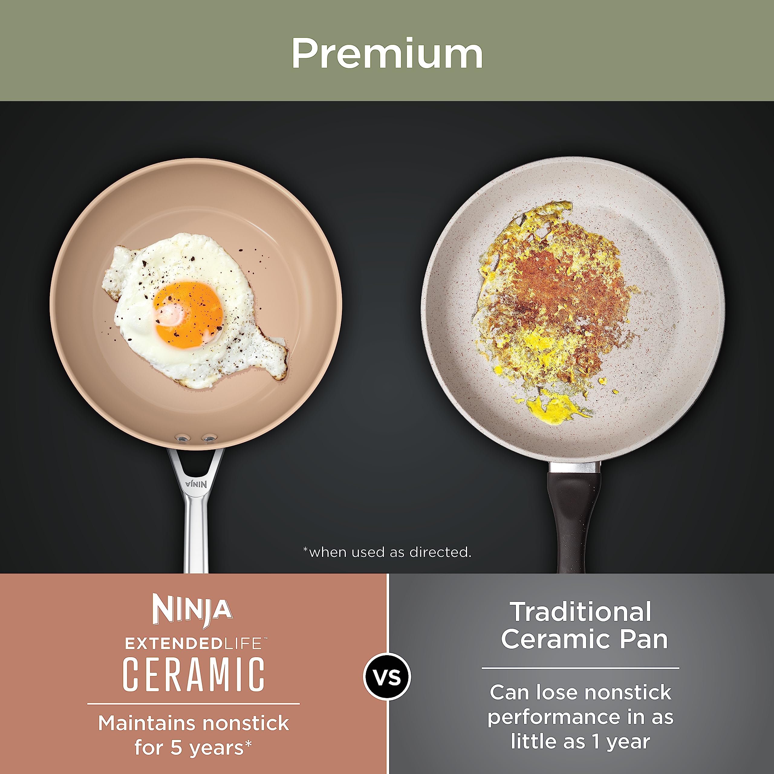 Ninja Pots and Pans Set - 9-Piece Nonstick Ceramic Cookware Set | PTFE & PFOA Free | Oven Safe to 550°F | Induction Compatible | 3 Frying Pans & 3 Cooking Pots | Extended Durability | Perfect for Home Cooking, Meal Prep & Professional Chefs | CW99009