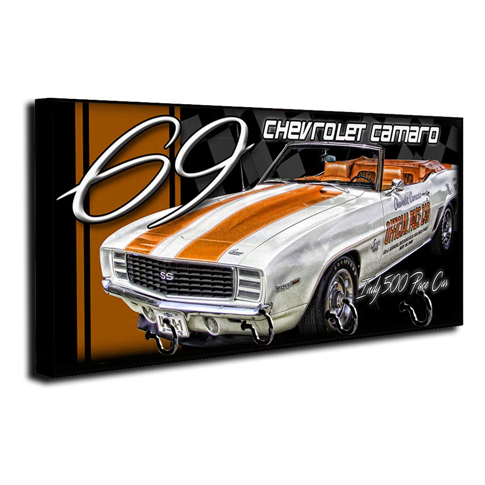 Brotherhood 1969 Camaro SS Convertible Indy 500 Pace Car Key Holder - Wall Mount Key Organizer Rack for Home Keys, Rings & Accessories - Perfect for Garage, Entryway & Man Cave Decor