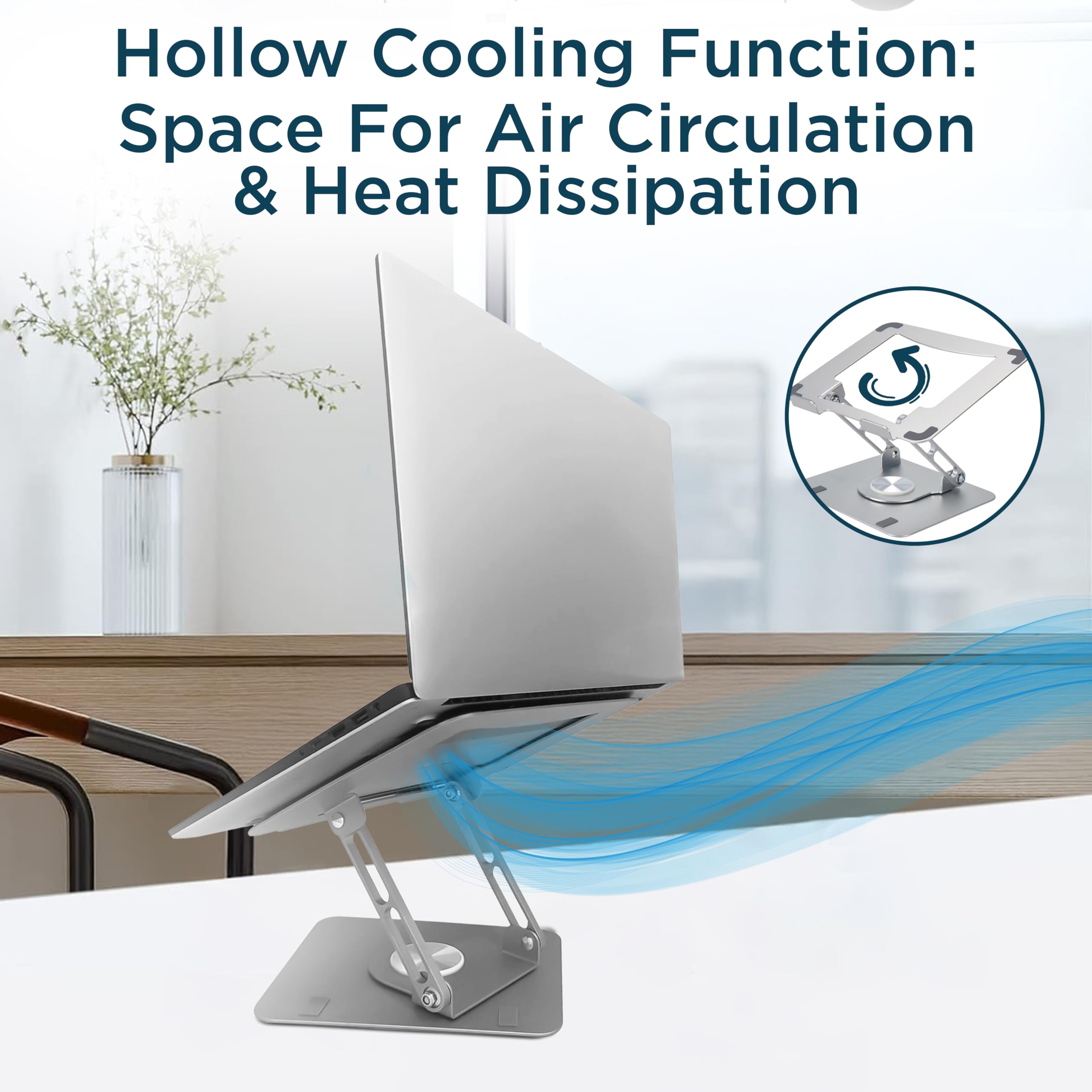 Ergonomic Adjustable Laptop Stand with 360° Rotation - Portable Swivel Computer & iPad Holder for Home Office - Perfect for Work, Study, and Video Calls