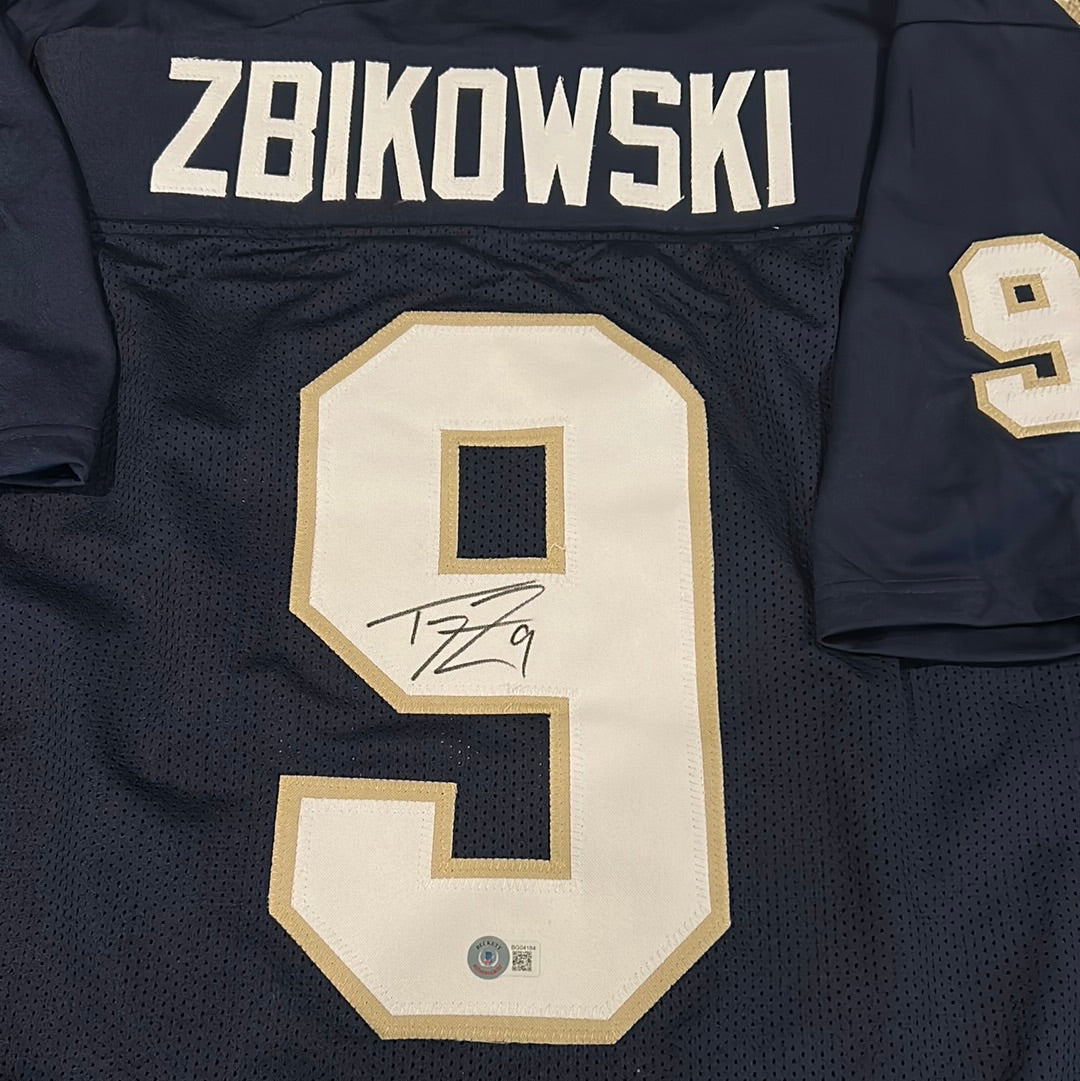 Tommy Zbikowski Autographed Notre Dame Fighting Irish Blue Football Jersey - Authentic Signed Collectible for Fans, Memorabilia, and Sports Decor