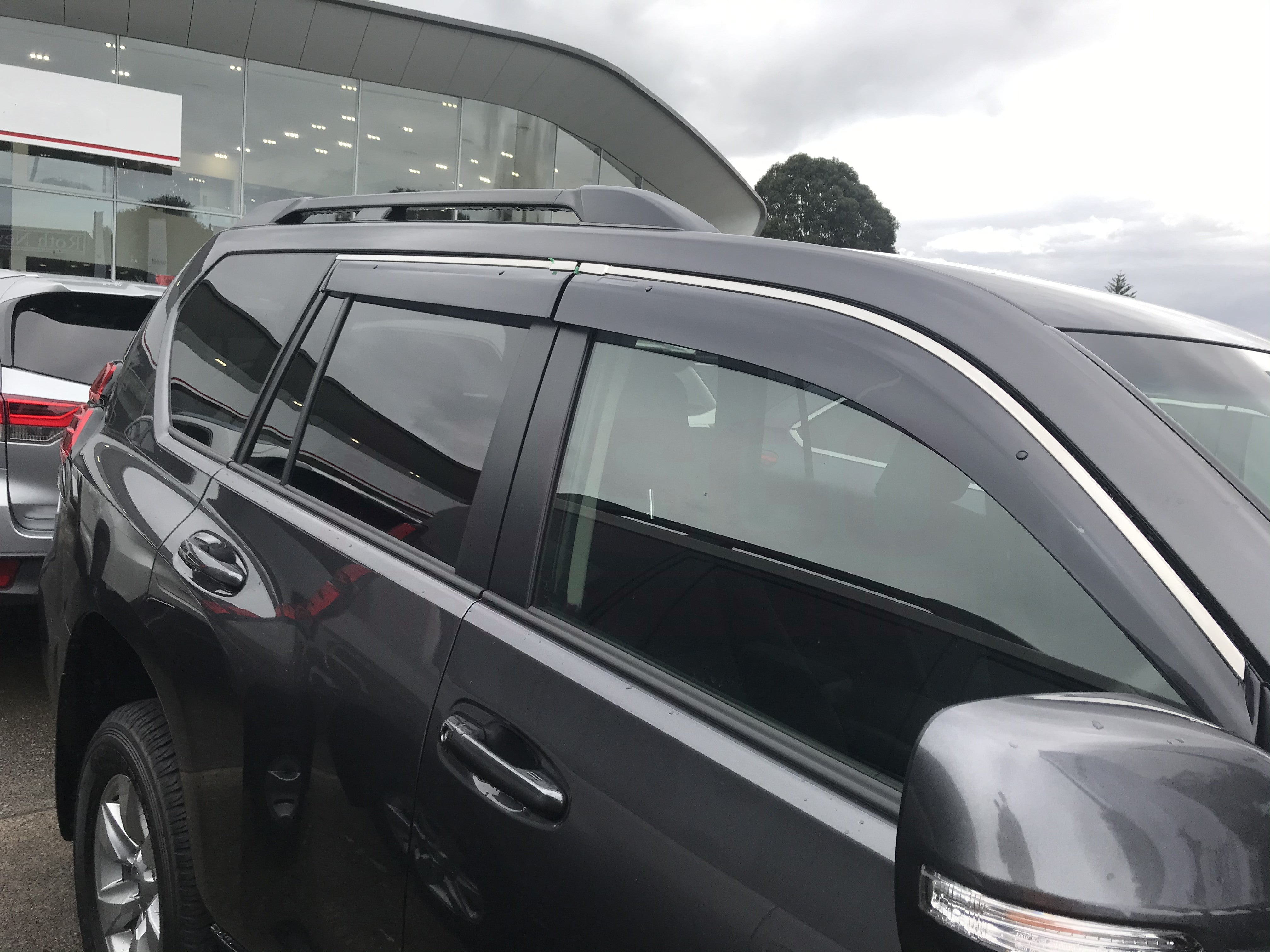 Stainless Steel Window Trim Weather Shields & Hood Protector for Toyota Land Cruiser Prado 150 (2018-2024) - Perfect for Off-Roading, Rain Protection & UV Defense