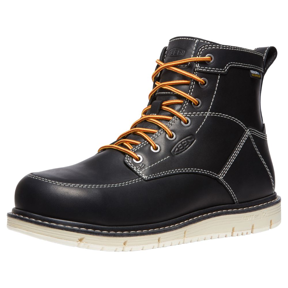 Keen San Jose Men’s 6” Waterproof Aluminum Toe Work Boots - OSHA Compliant Safety Shoes for Construction & Outdoor Work (Black, Model 1027083)