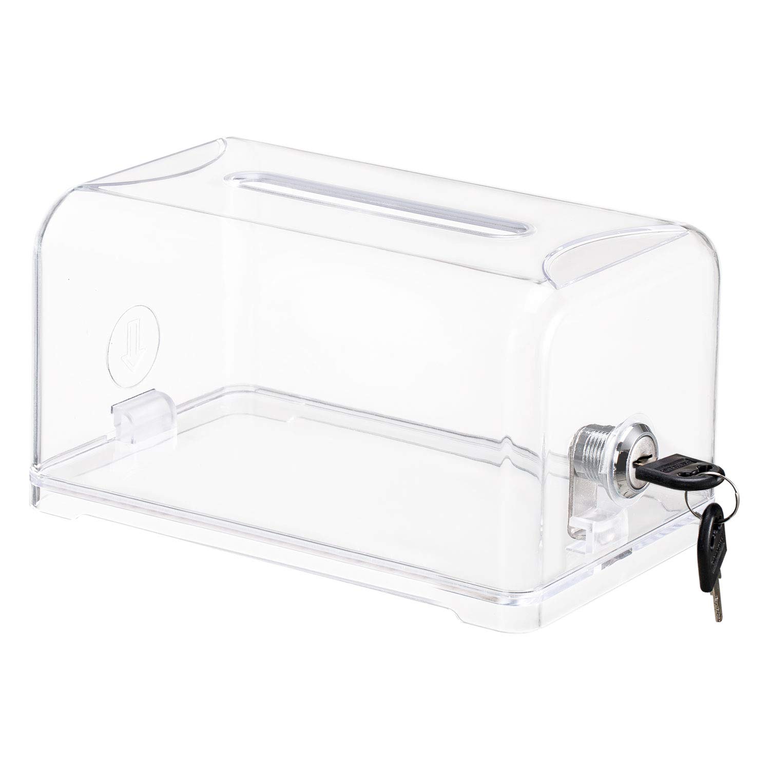 Polmart Clear Transparent Locking Donation Box - Secure Tip, Suggestion & Business Card Collection - Ideal for Restaurants, Cafes & Retail Stores