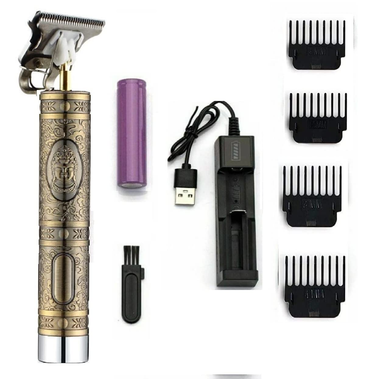 Professional ELEXIQ Men's Hair Trimmer - Adjustable Blade Clipper & Shaver for Precise Buddha/Dragon Style Cuts | Retro Oil Head Design for Close Shaving & Styling | Perfect for Home Barbering, Travel & Personal Grooming
