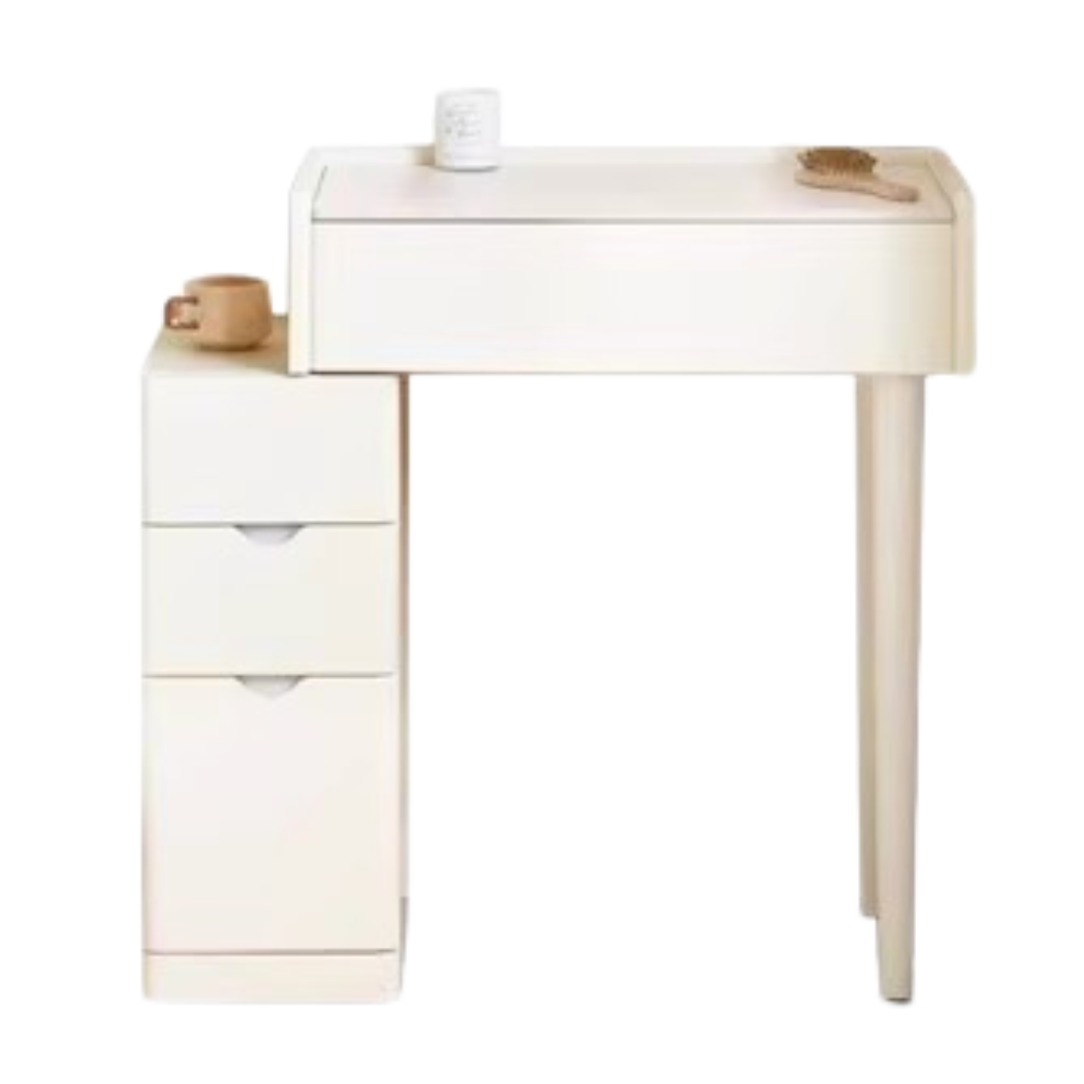 Pine Solid Wood Vanity Table with Mirror - Cream Shabby Chic Style for Bedroom & Dressing Room Makeup Organization