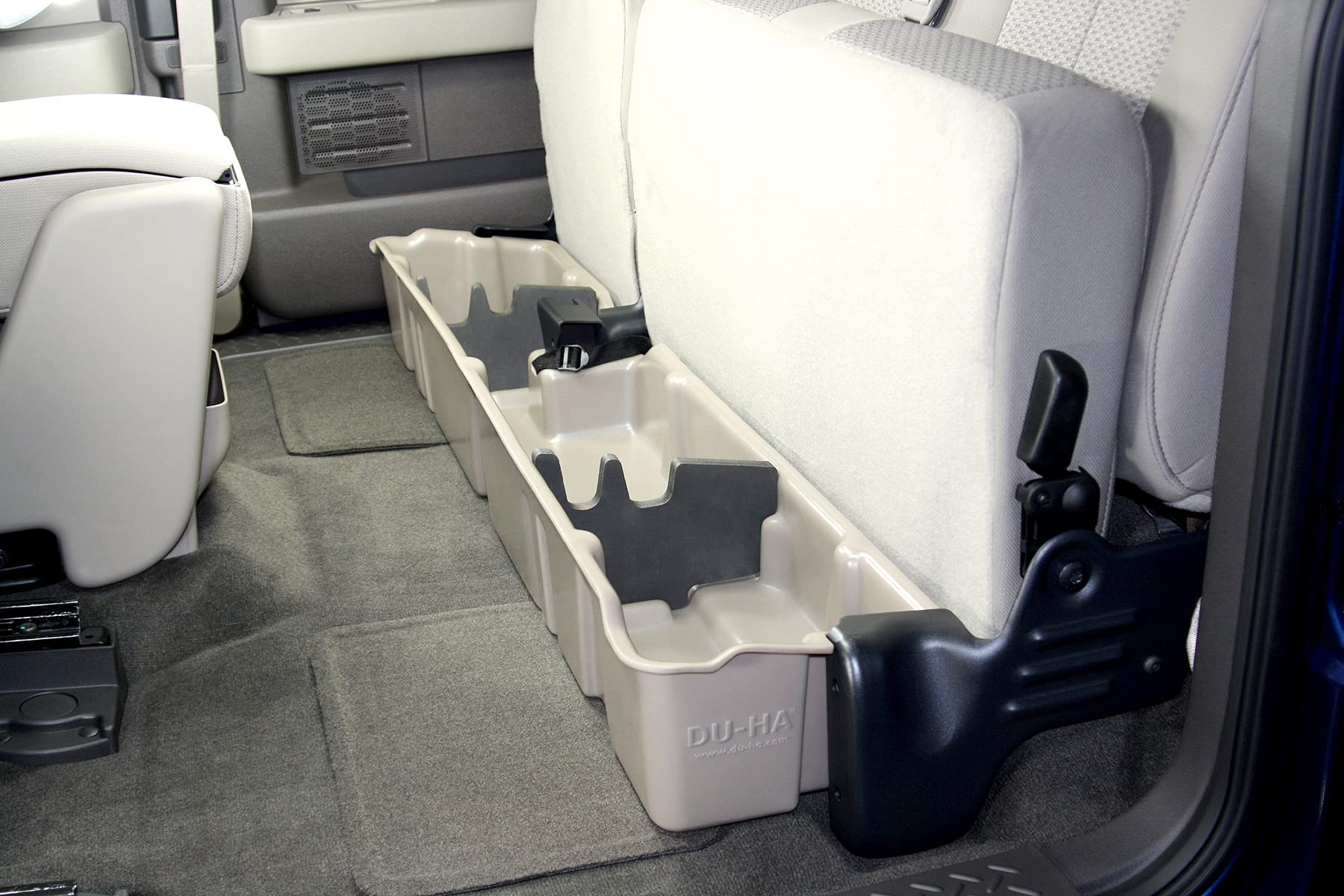 DU-HA Under Seat Storage Organizer for 2009-2014 Ford F150 SuperCab - Heavy Duty Backseat Gun Case, Tool Box & Truck Accessories | Low Profile Design with 2-Piece Gun Rack Dividers | Perfect for Hunting Gear, Work Tools & Vehicle Organization (Model 20071)