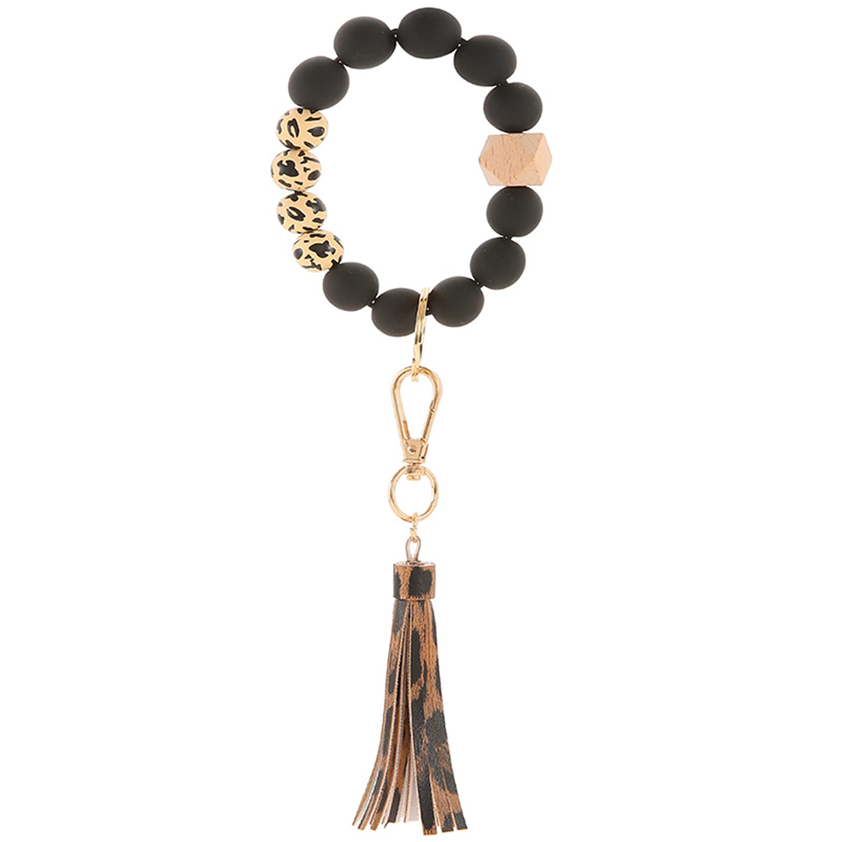 CHUXI Wooden Beaded Keychain Bracelet - Handmade Wood Beads Key Ring Holder with Tassel Charm for Women | Portable House & Car Keys Organizer | Perfect Gift for Travel, Office, and Everyday Use