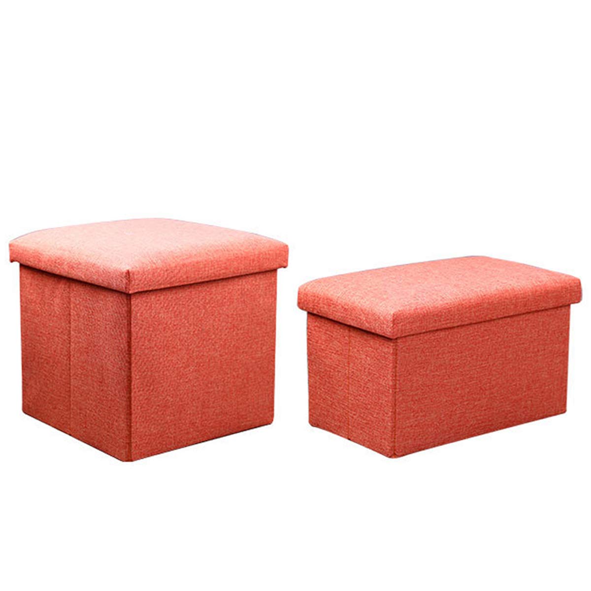 Foldable Storage Cube Organizer with Dust-Proof Lid - 2 Pack Orange Closet Drawer Containers for Bedroom, Office & Kids Room Organization
