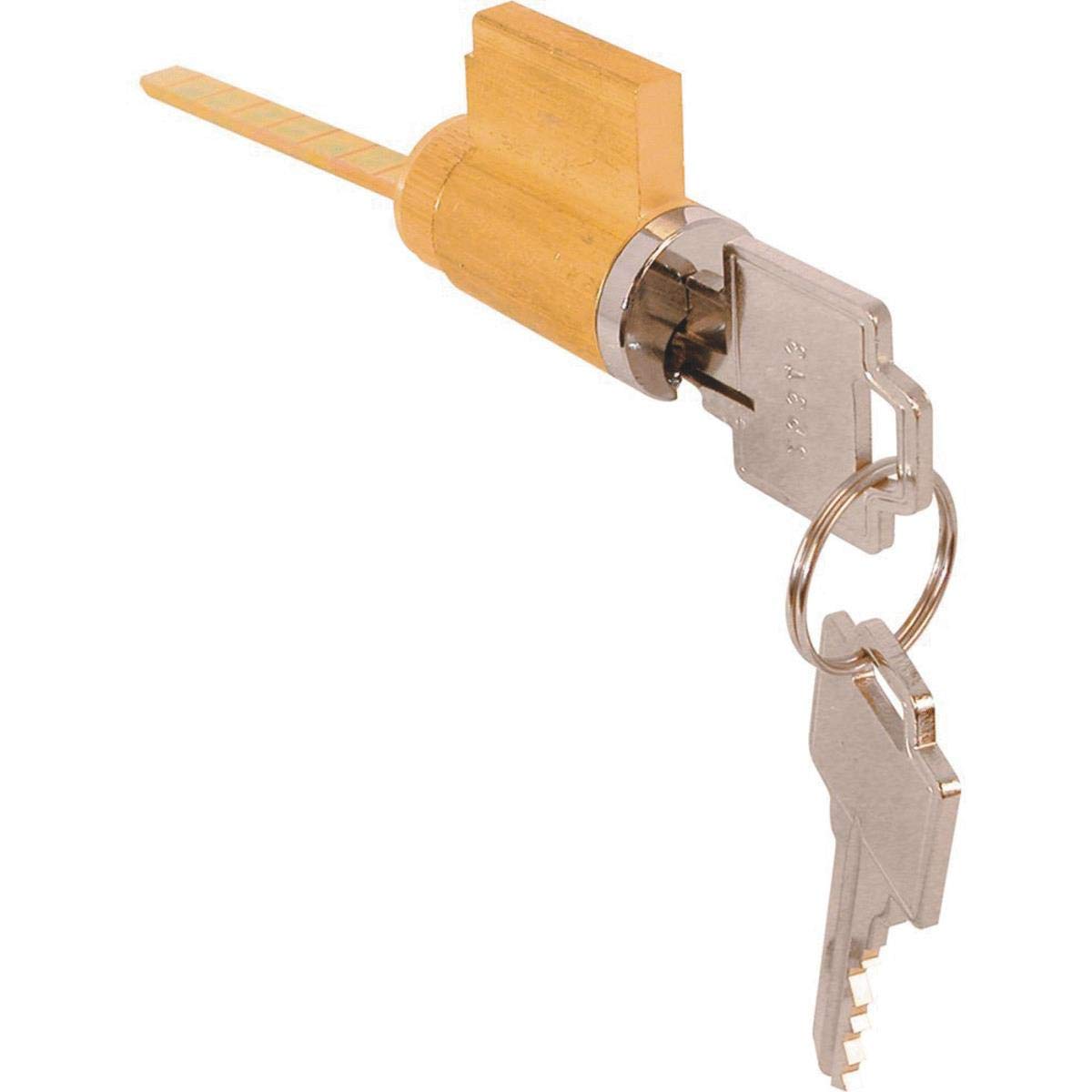 Prime-Line Brass-Plated Cylinder Lock with Different Keys - Secure Cabinet, Mailbox & Furniture Locks for Home & Office Security